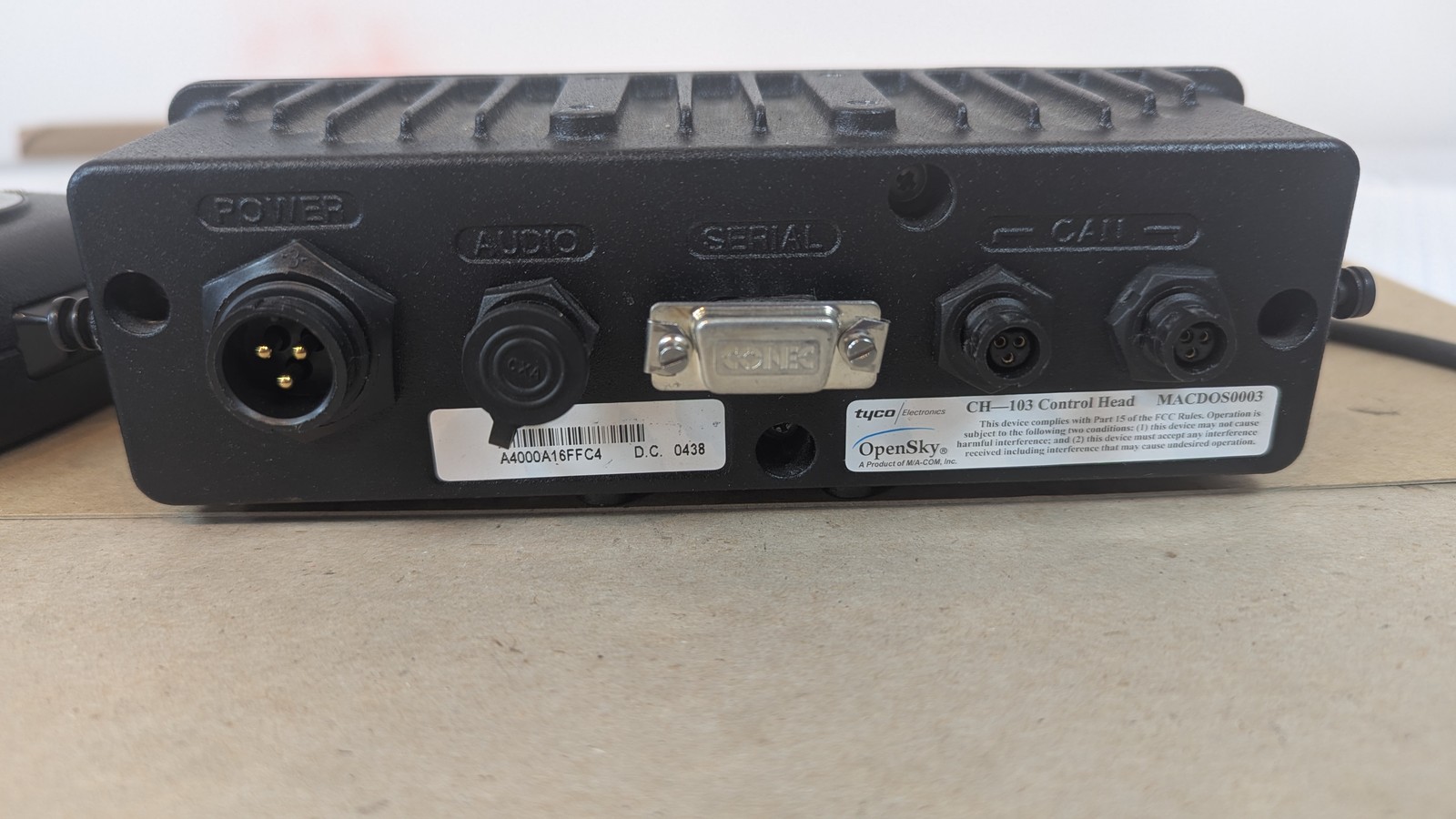 Tyco Harris Macom OpenSky CH-103 Control Head MACDOS0003 + Speaker Mic Powers On
