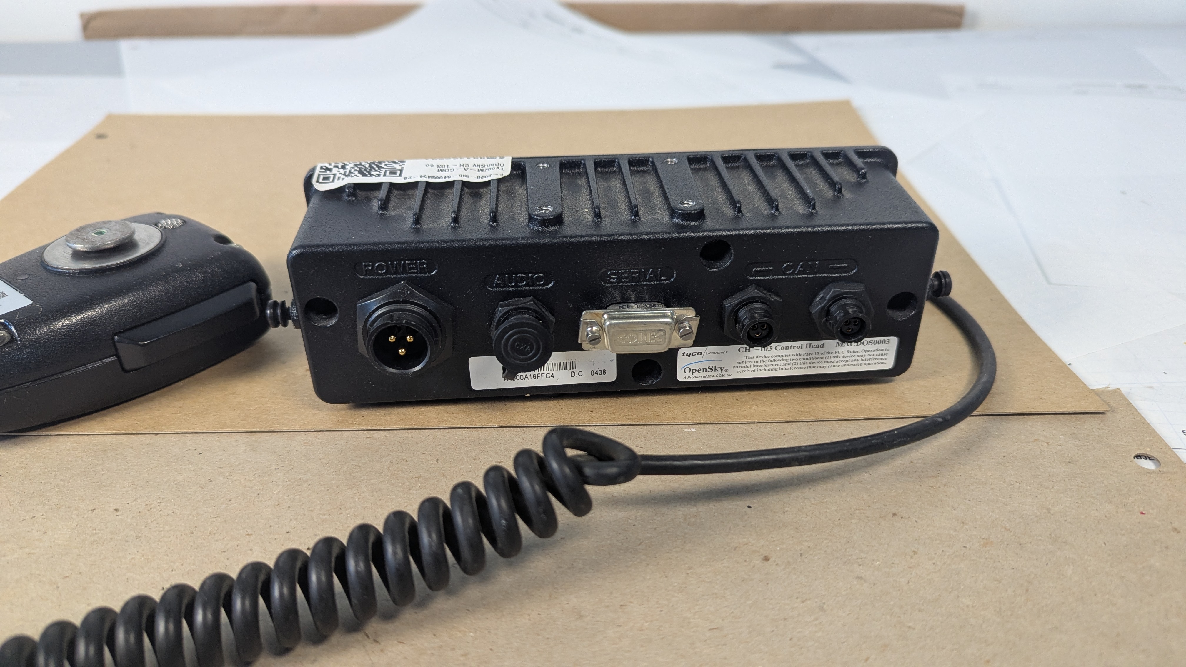 Tyco Harris Macom OpenSky CH-103 Control Head MACDOS0003 + Speaker Mic Powers On