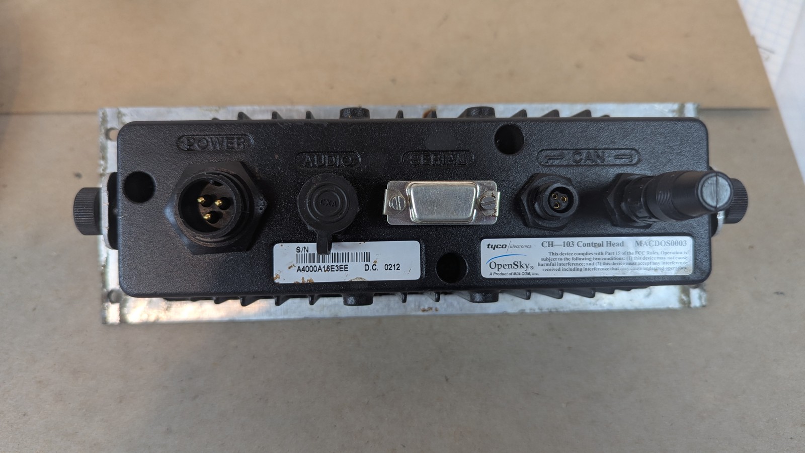 Tyco Harris Macom OpenSky CH-103 Control Head MACDOS0003 + Speaker Mic Powers On