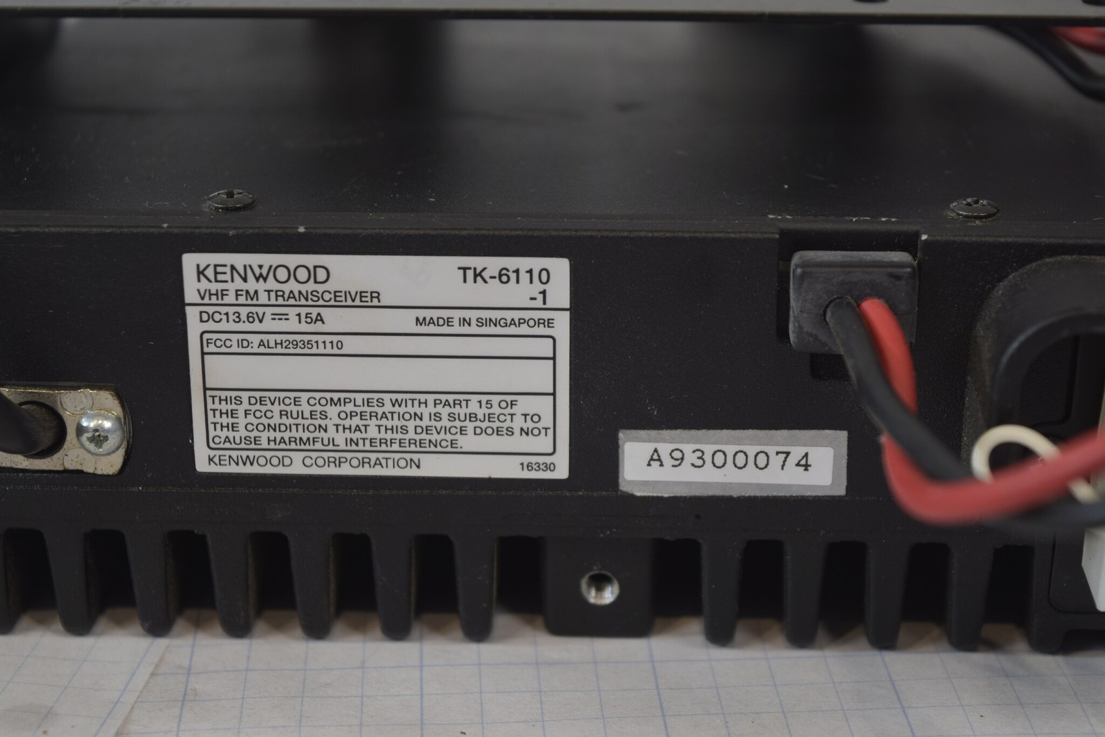 Kenwood TK-6110-1 Low Band 29.7-37 MHz 70W Mobile Radio + Mic - RX Tested