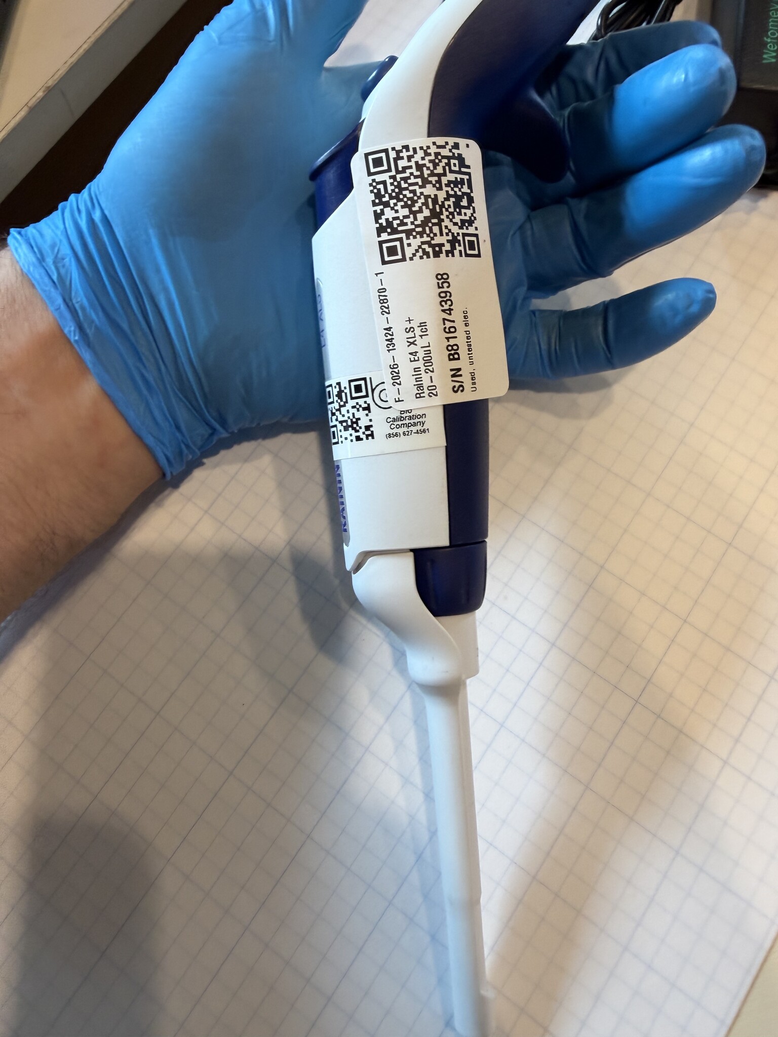 Rainin E4 XLS+ 20-200uL LTS Single Channel Electronic Pipette Runs on Battery