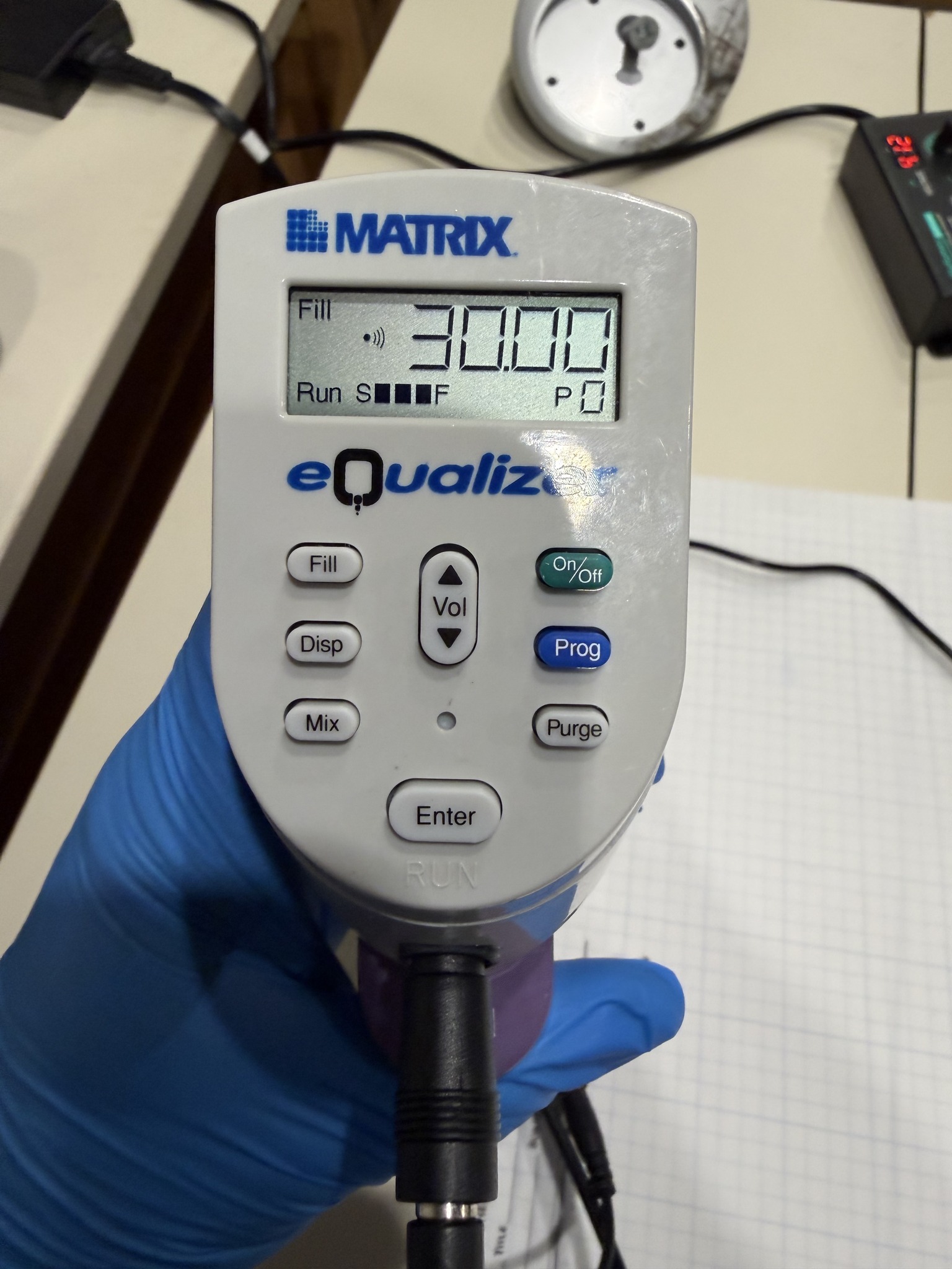Matrix eQualizer 30uL 12-Channel Adjustable Spacing Pipette Powers On
