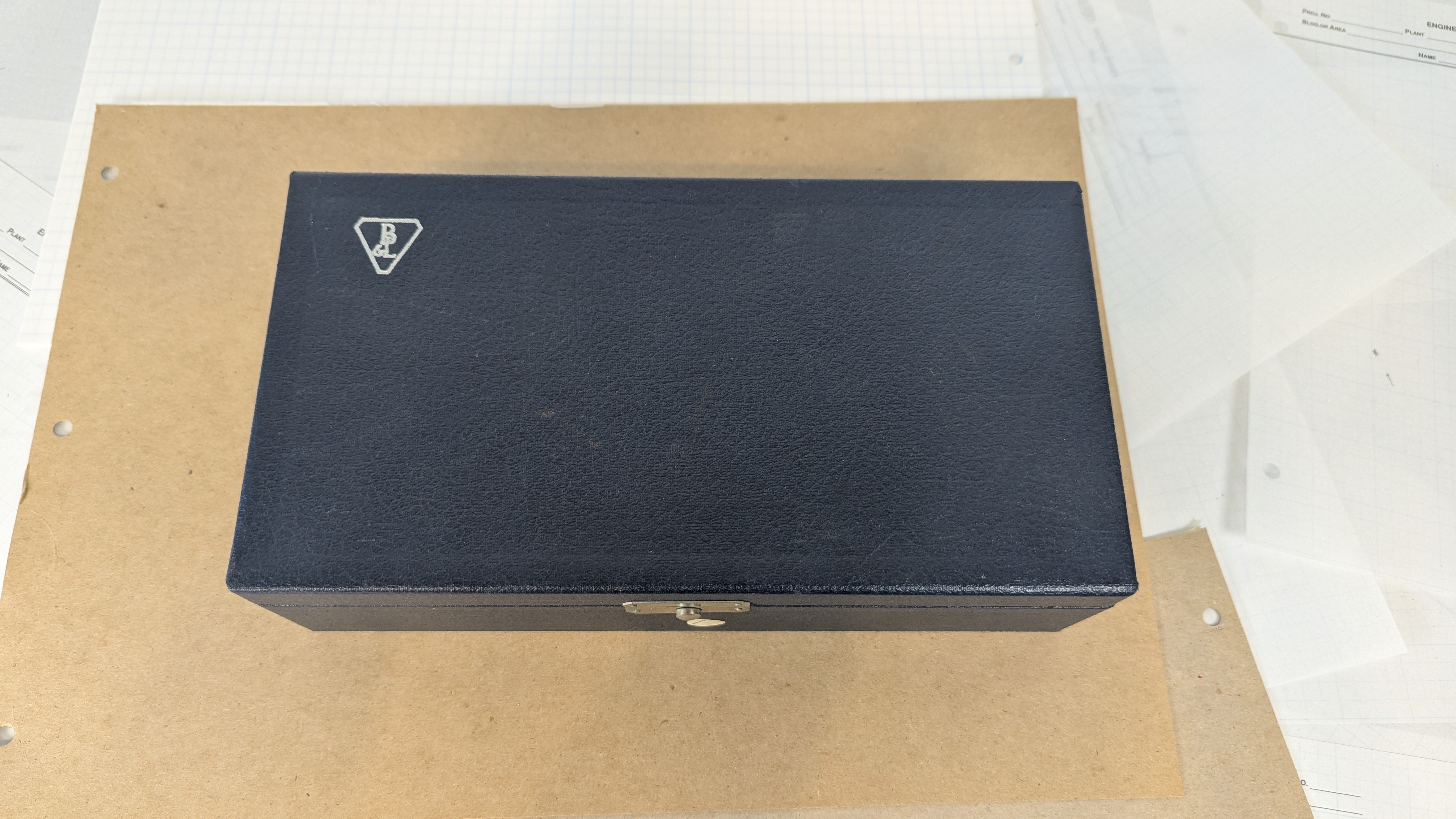 Vintage Bausch & Lomb Microscope Objective Case Fitted Blue Velvet Box EMPTY