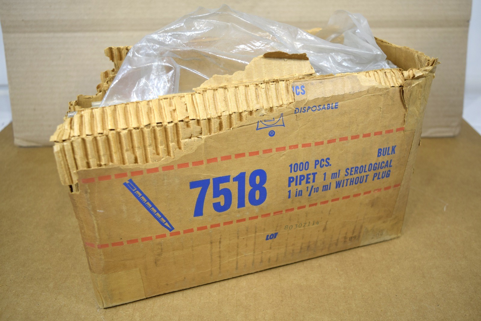 Falcon Plastics 7518 Serological Pipet 1mL in 1/10 mL Bulk ~1000 pcs NON-STERILE