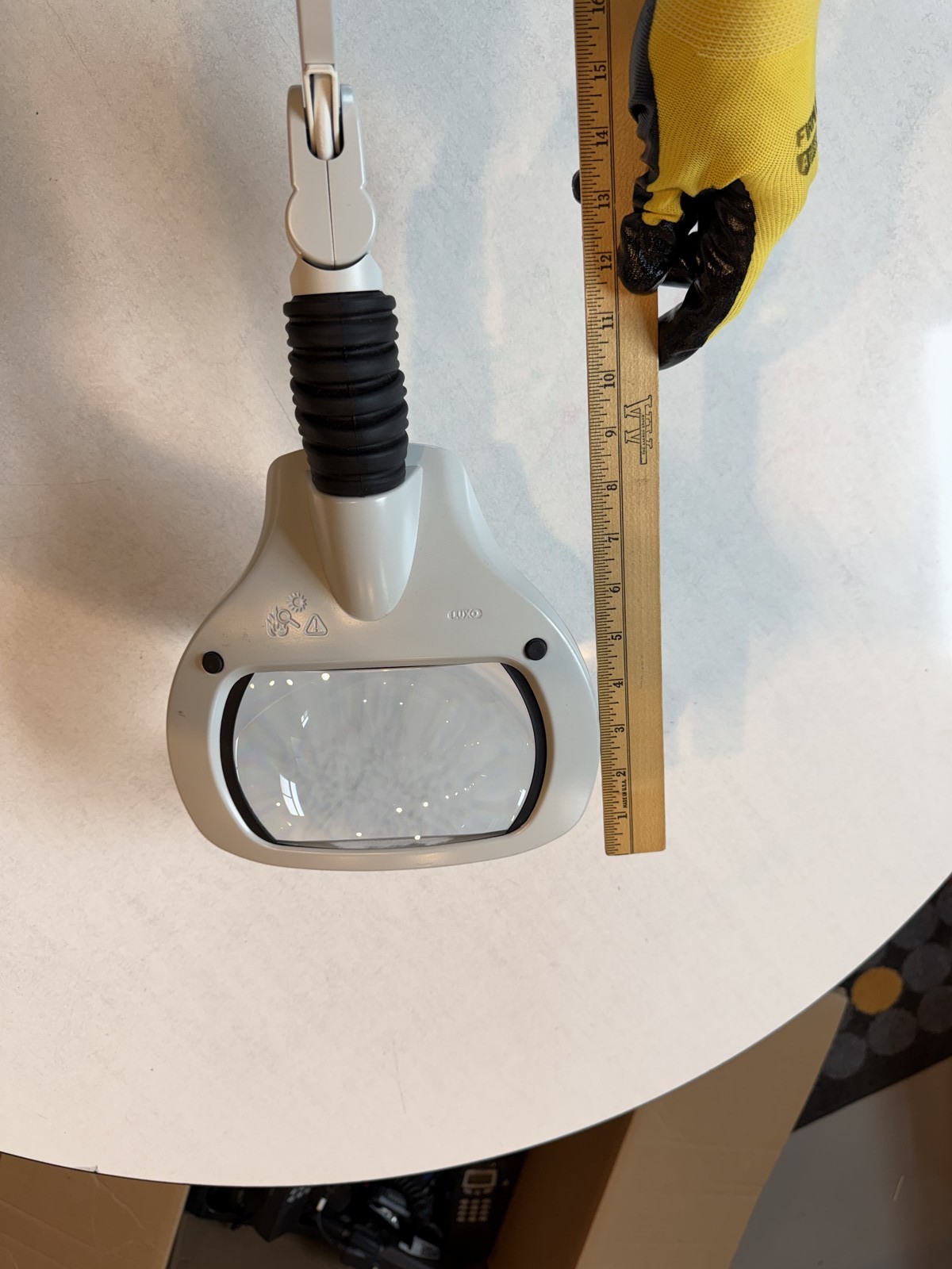 Luxo Wave LED Magnifier Lamp 5 Diopter 34in Reach Articulating Arm + Clamp