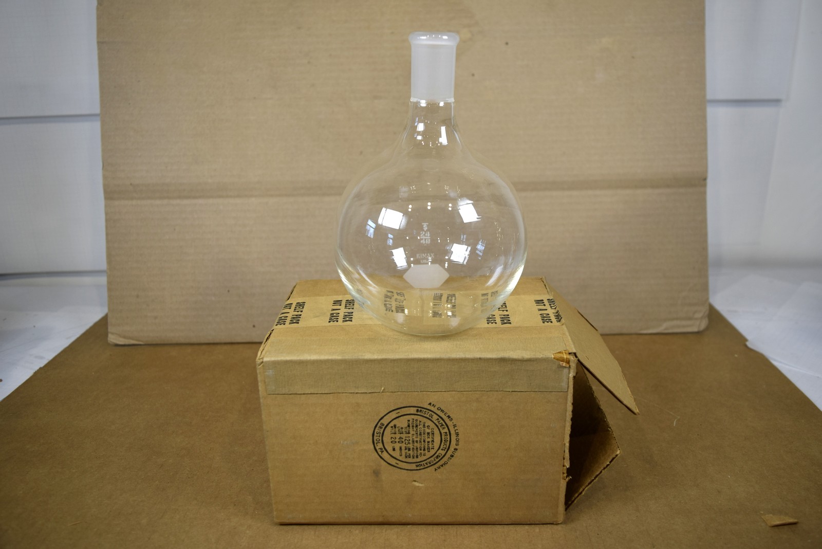 Vintage Kimble Kimax 25055 Boiling Flask 1000mL 24/40 Flat Bottom Unused NOS