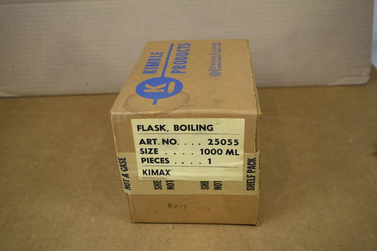 Vintage Kimble Kimax 25055 Boiling Flask 1000mL 24/40 Flat Bottom Unused NOS