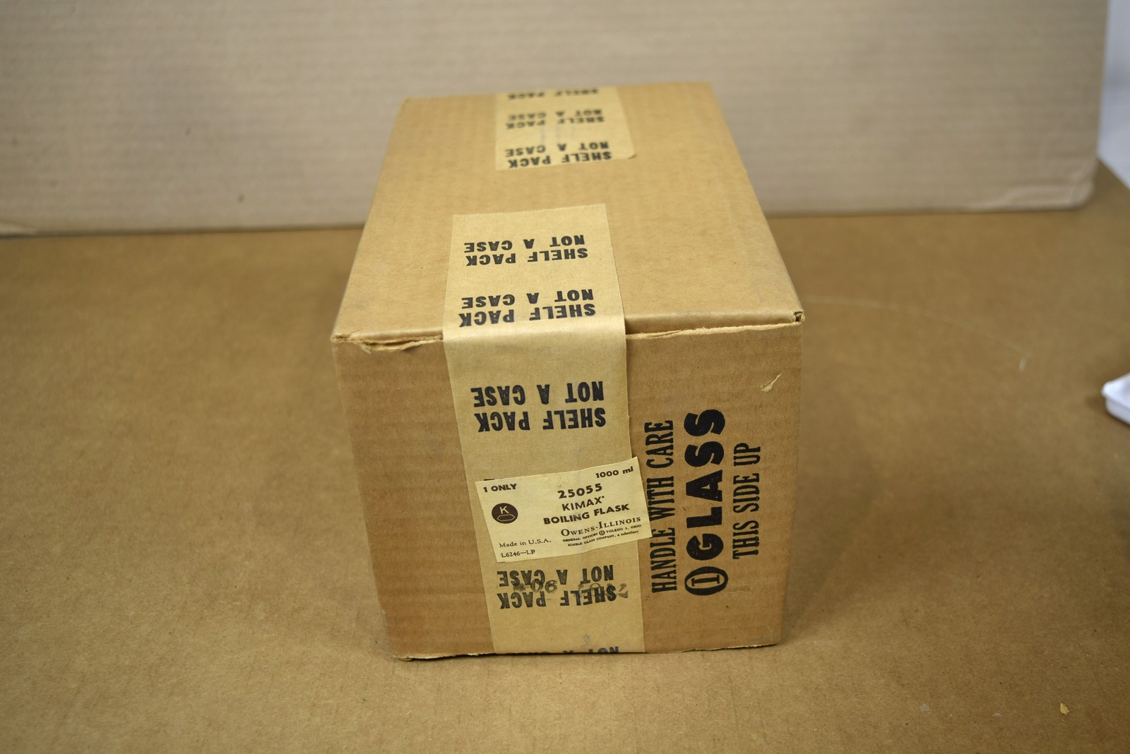 Vintage Kimble Kimax 25055 Boiling Flask 1000mL 24/40 Flat Bottom Unused NOS