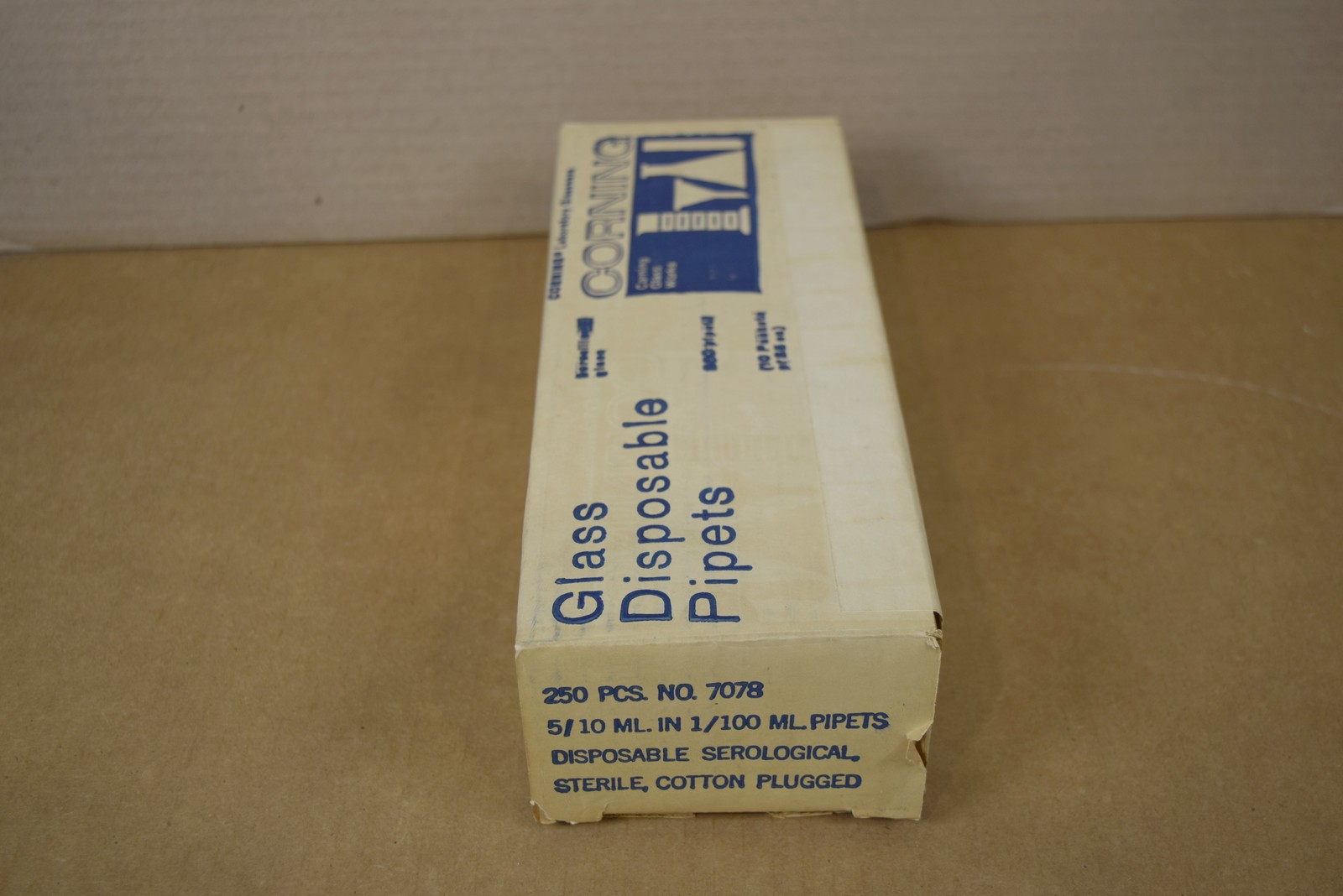 Vintage Corning 7078 Glass Serological Pipets 0.5mL in 1/100 - Sealed 25pk NOS