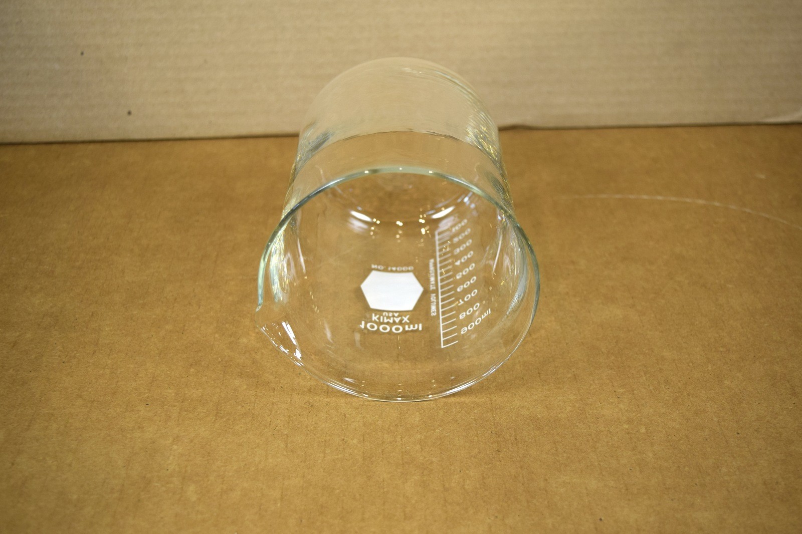 Vintage Kimble Kimax 14000 Beaker 1000mL Heavy Duty Pour Spout Graduated USA