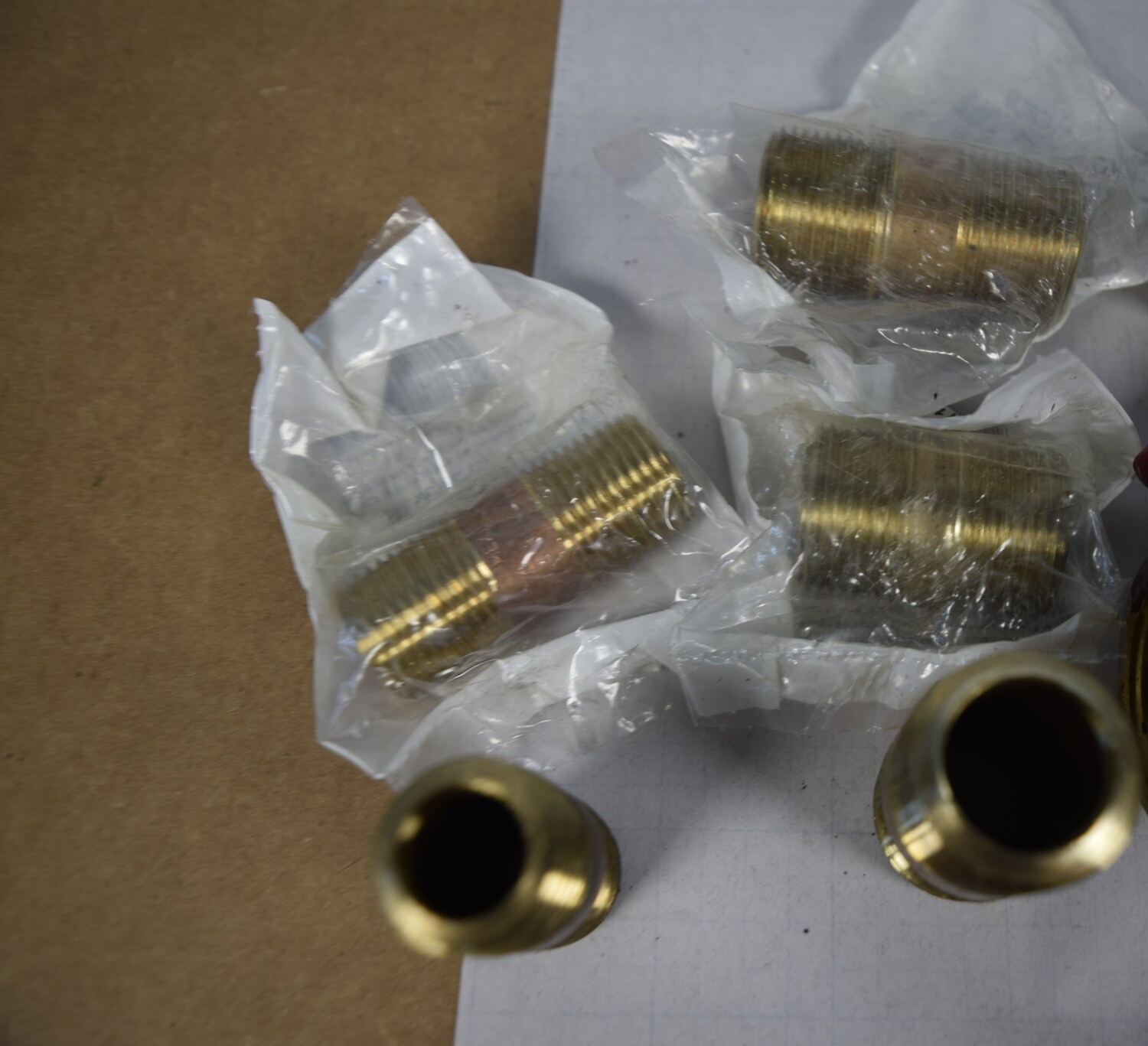 Lot of 5 Brass Pipe Nipples 3/4" NPT x 2-1/2" Long, Threaded Both Ends, New