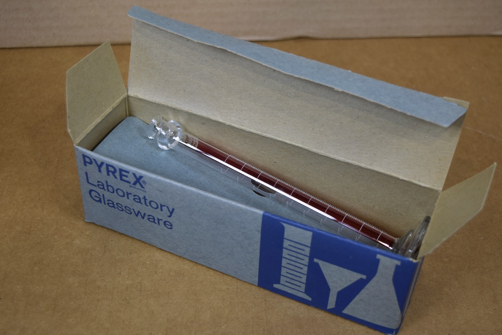 Vintage Corning Pyrex 3046 Graduated Cylinder 10mL Lifetime Red Spout SET OF 2