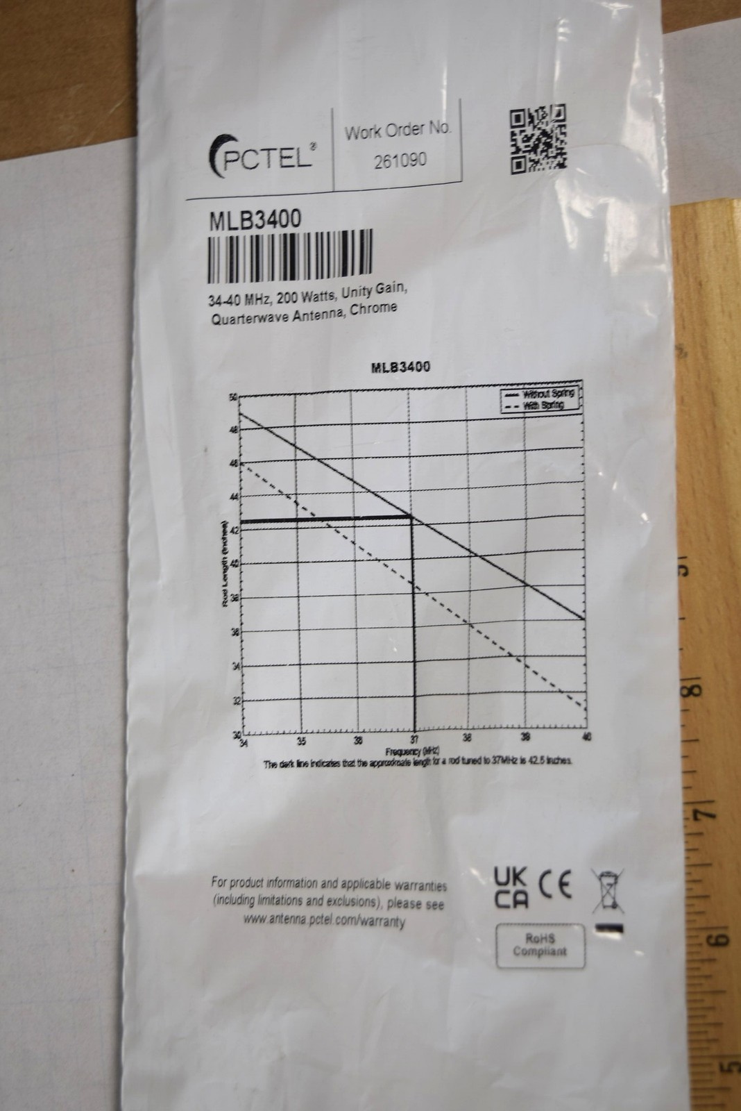 PCTEL Maxrad MLB3400 34-40 MHz Low Band 1/4 Wave NMO Mobile Antenna 200W NEW