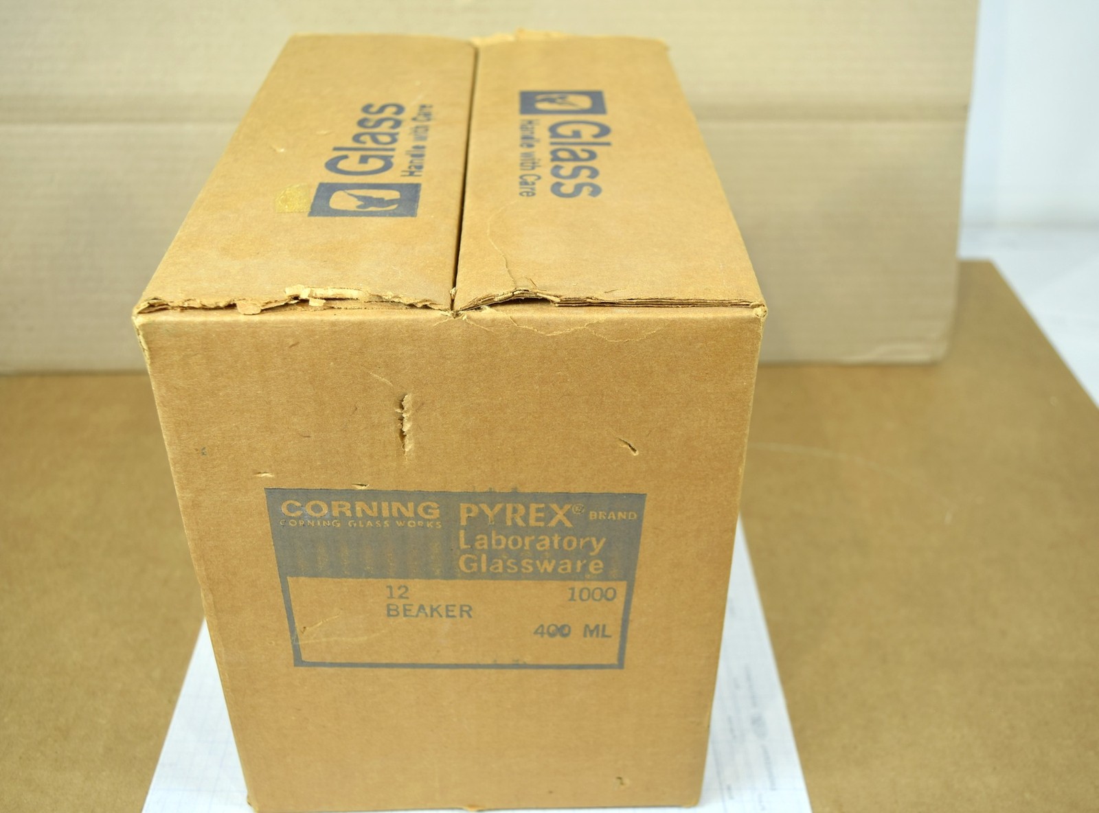 Vintage Corning Pyrex No. 1000 Griffin Beaker 400mL Graduated USA Unused NOS