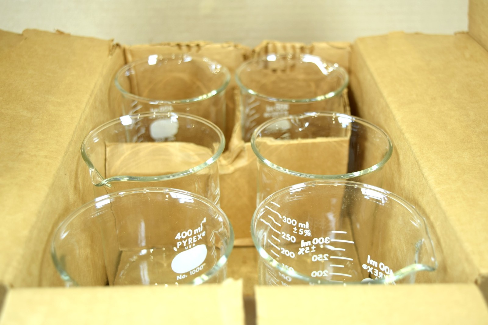 Vintage Corning Pyrex No. 1000 Griffin Beaker 400mL Graduated USA Unused NOS