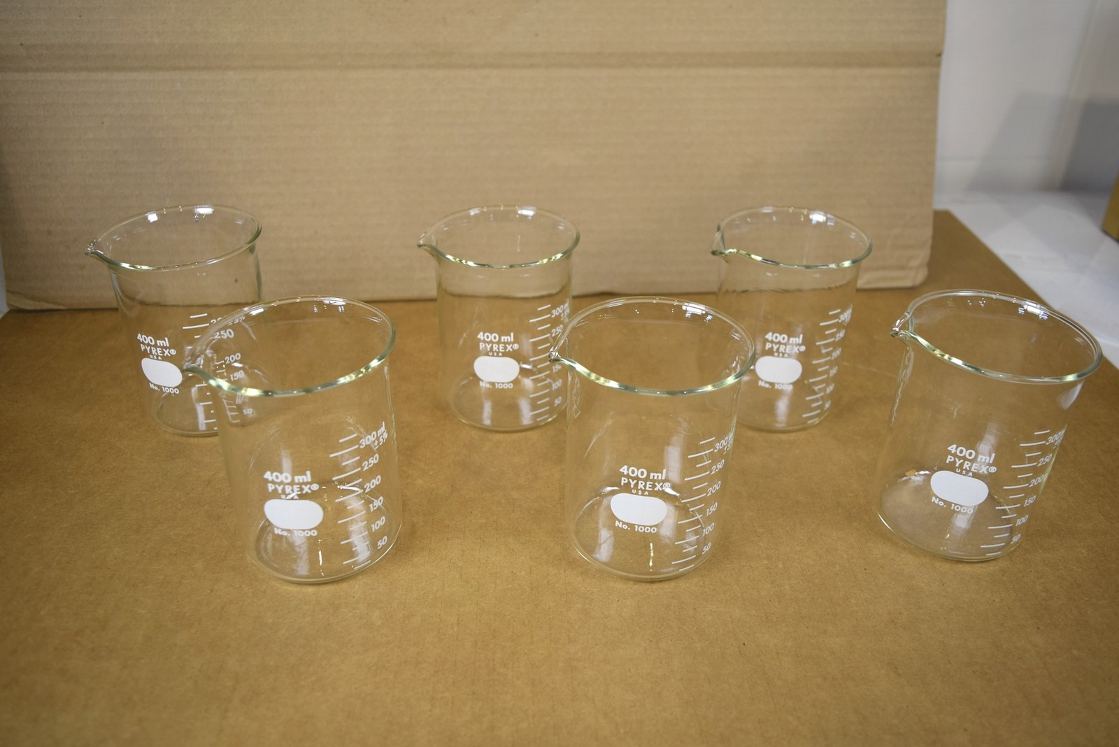 Vintage Corning Pyrex No. 1000 Griffin Beaker 400mL Graduated USA Unused NOS