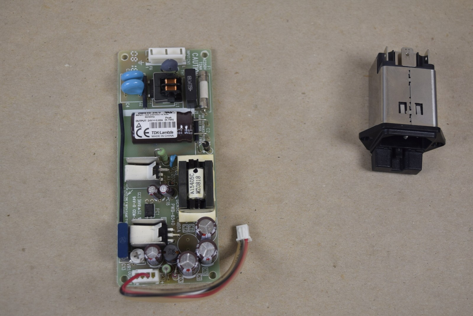 TDK-Lambda ZWS15-24/J 24V 0.65A PSU + IEC Mains Inlet - Agilent G1379B Tested