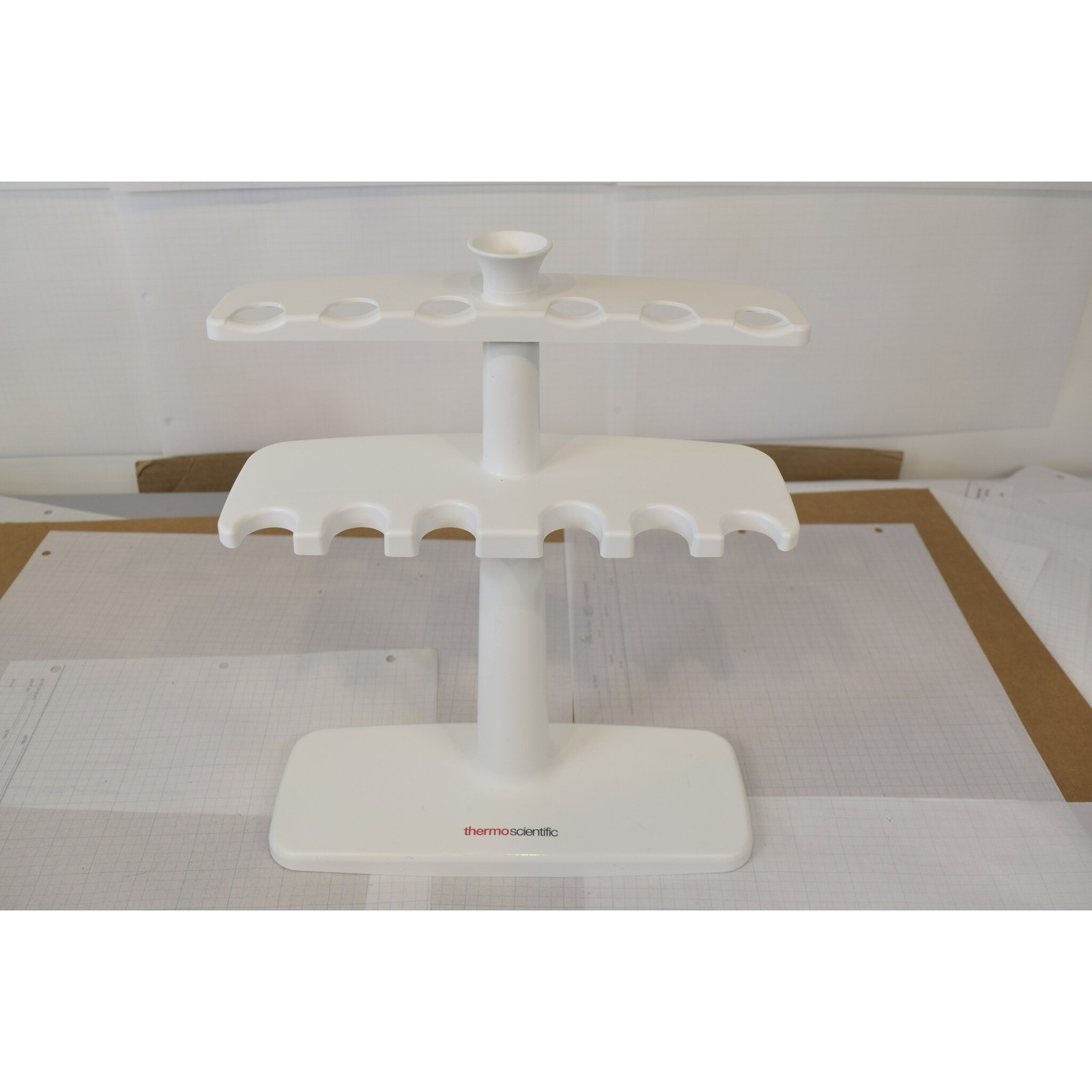 Thermo Scientific 6-Place Linear Pipette Bench Stand - Two-Tier, White