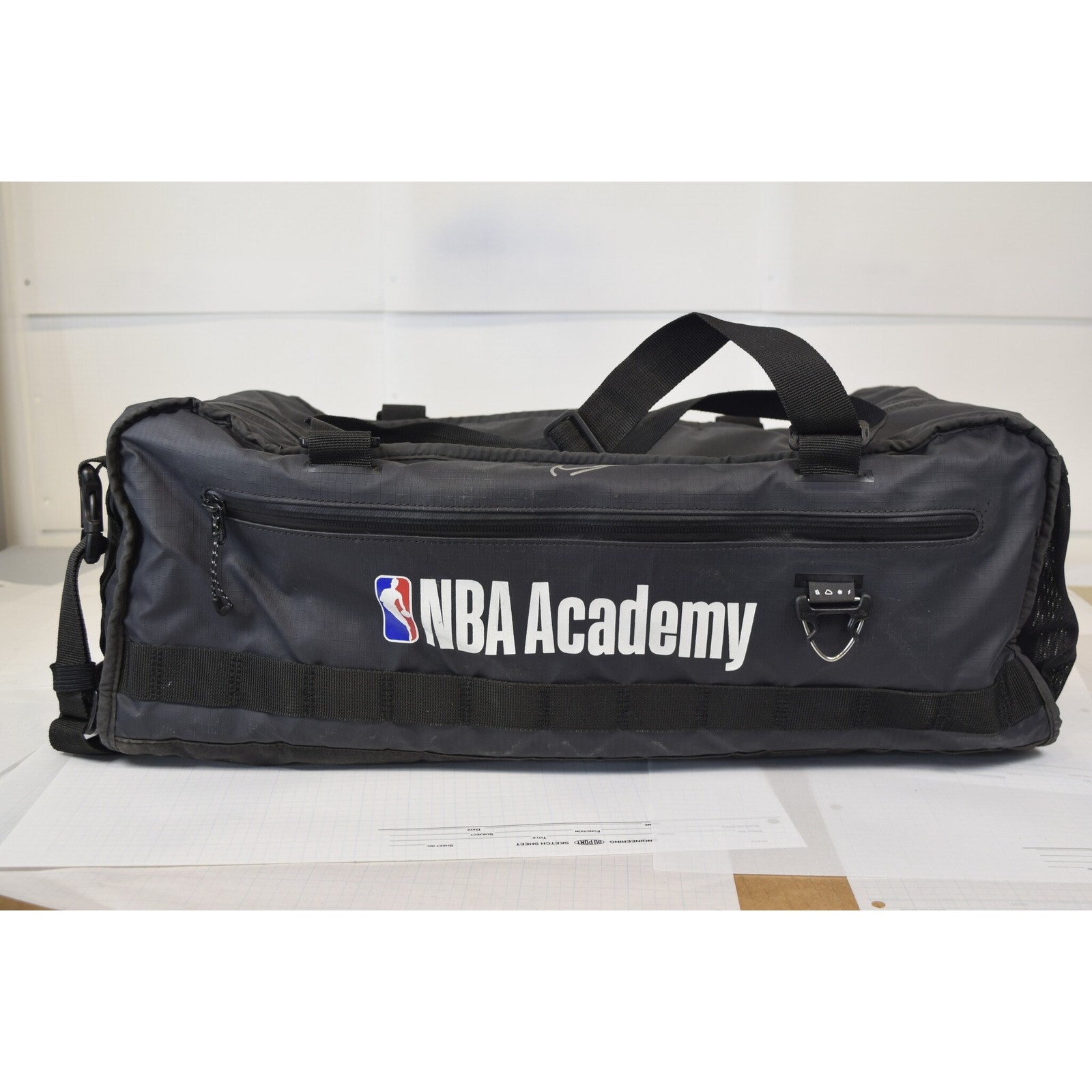Nike NBA Academy Duffel Bag Black Ripstop w/ Backpack Straps - Gym Travel Bag