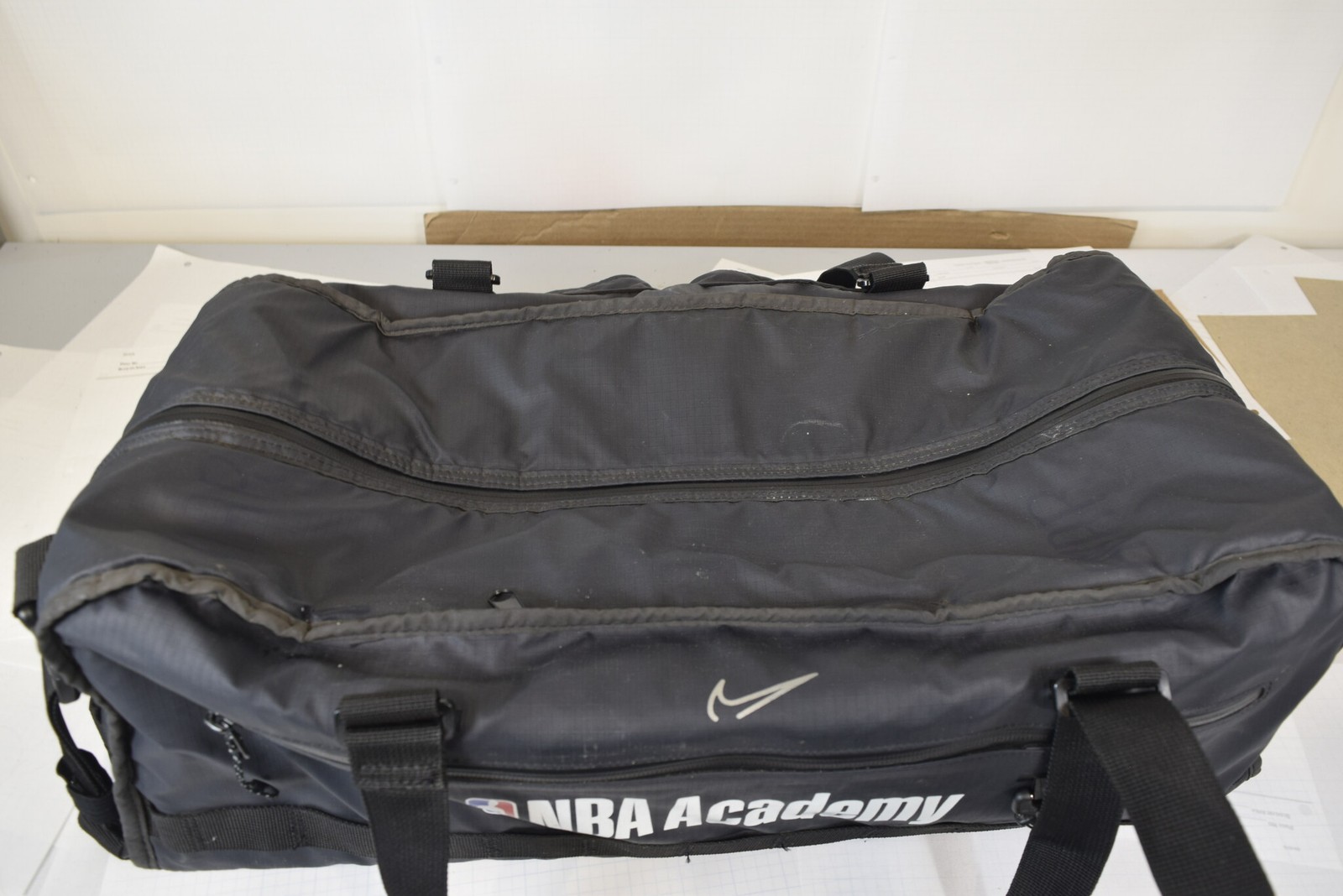 Nike NBA Academy Duffel Bag Black Ripstop w/ Backpack Straps - Gym Travel Bag
