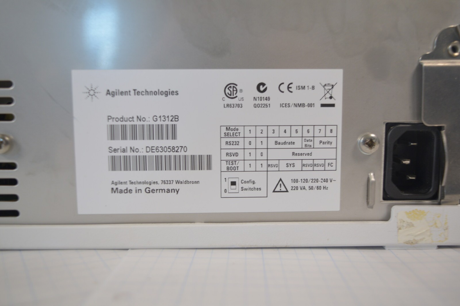 Agilent 1200 G1312B Binary Pump SL DE63058270 Pressure Test PASS ~500 bar