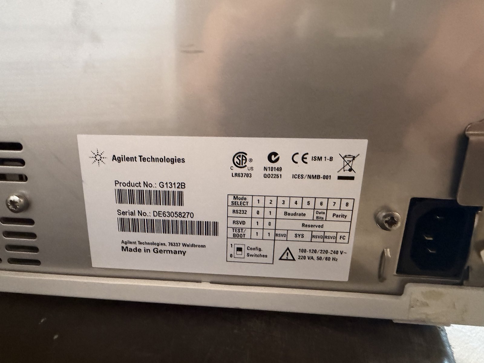Agilent 1200 G1312B Binary Pump SL DE63058270 Pressure Test PASS ~500 bar