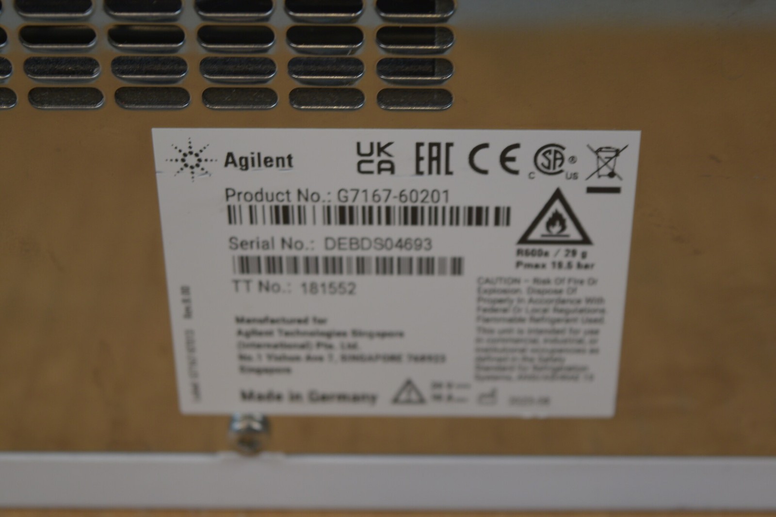 Agilent InfinityLab G7167-60201 Sample Thermostat 1260/1290 II - Untested
