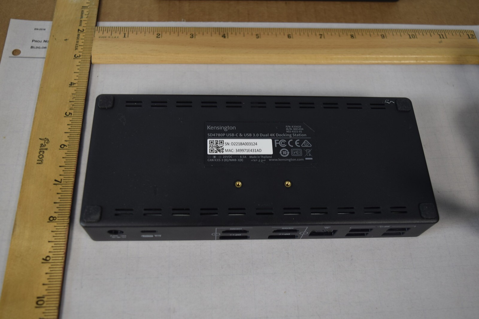 Kensington SD4780P USB-C USB 3.0 Dual 4K Docking Station K33620 w/ Dell Adapter
