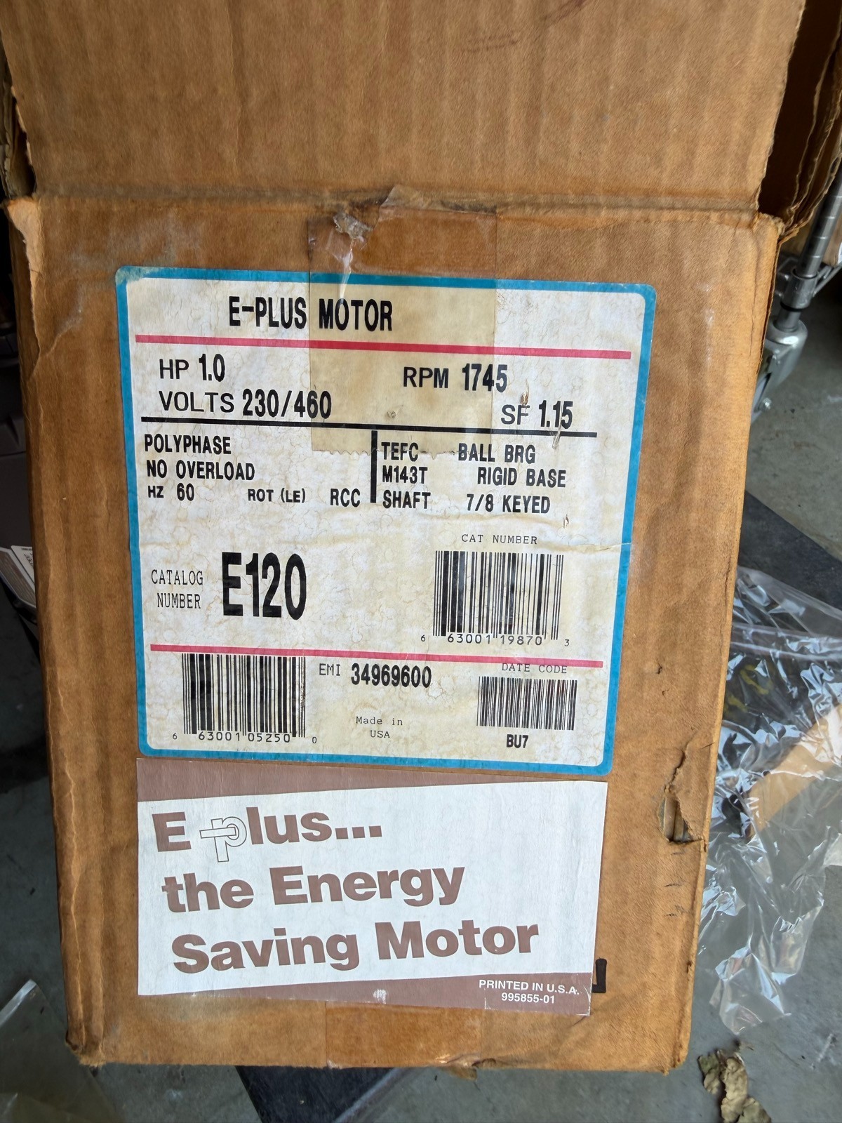 Magnetek Century AC Motor 1 HP 3-Phase 143T Frame Industrial - 16-349696-02