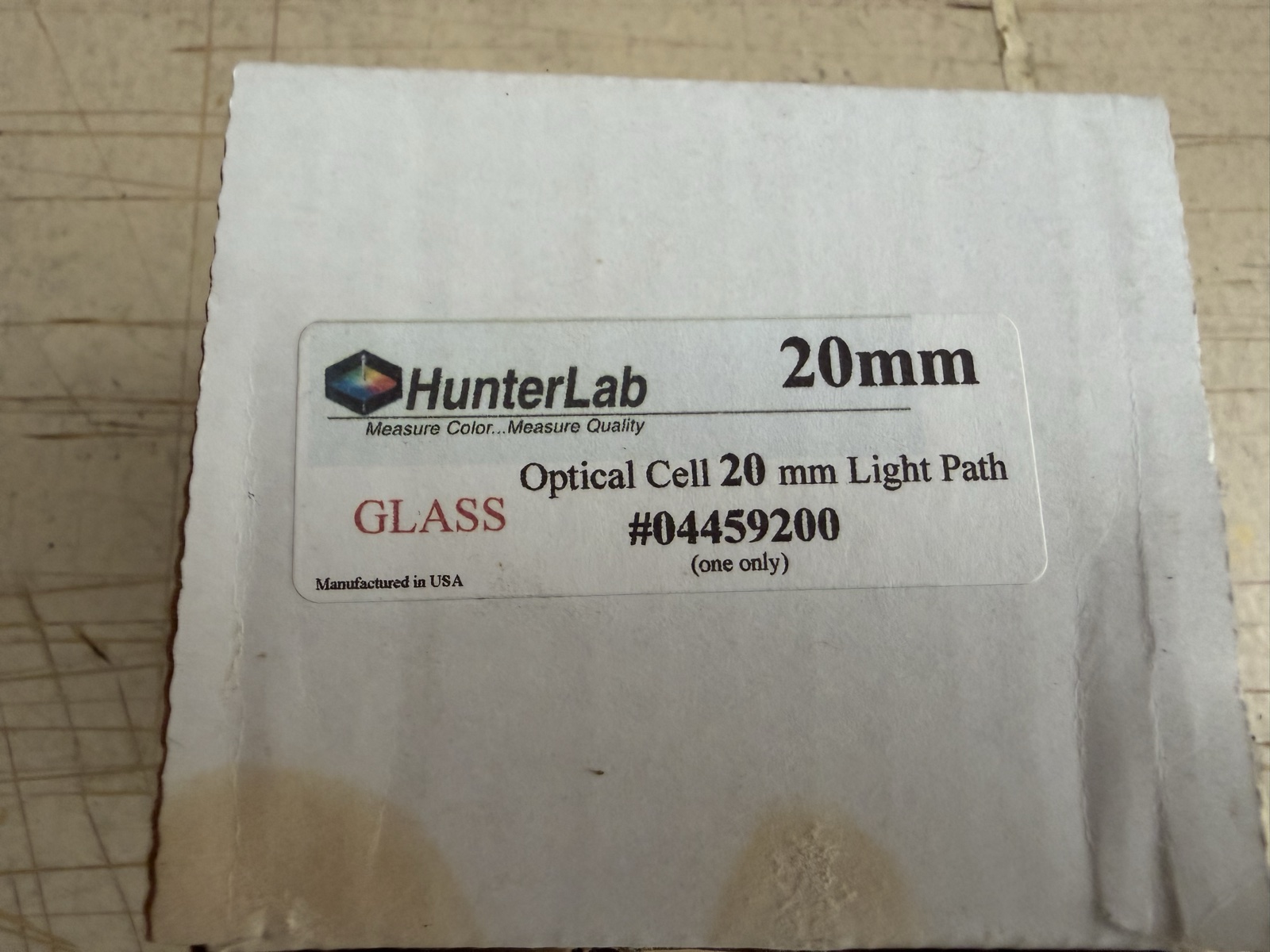 HunterLab Glass Optical Cell 20mm Light Path 04-4592-00 New Open Box