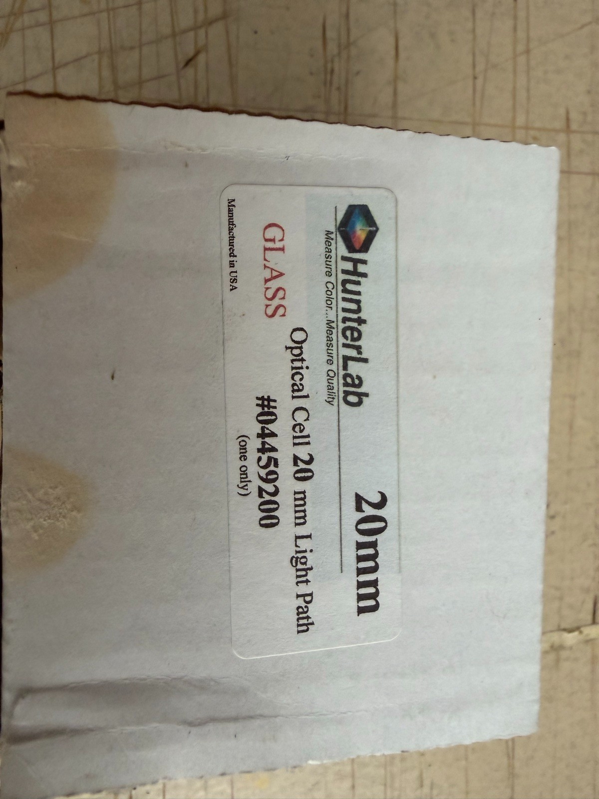 HunterLab Glass Optical Cell 20mm Light Path 04-4592-00 New Open Box