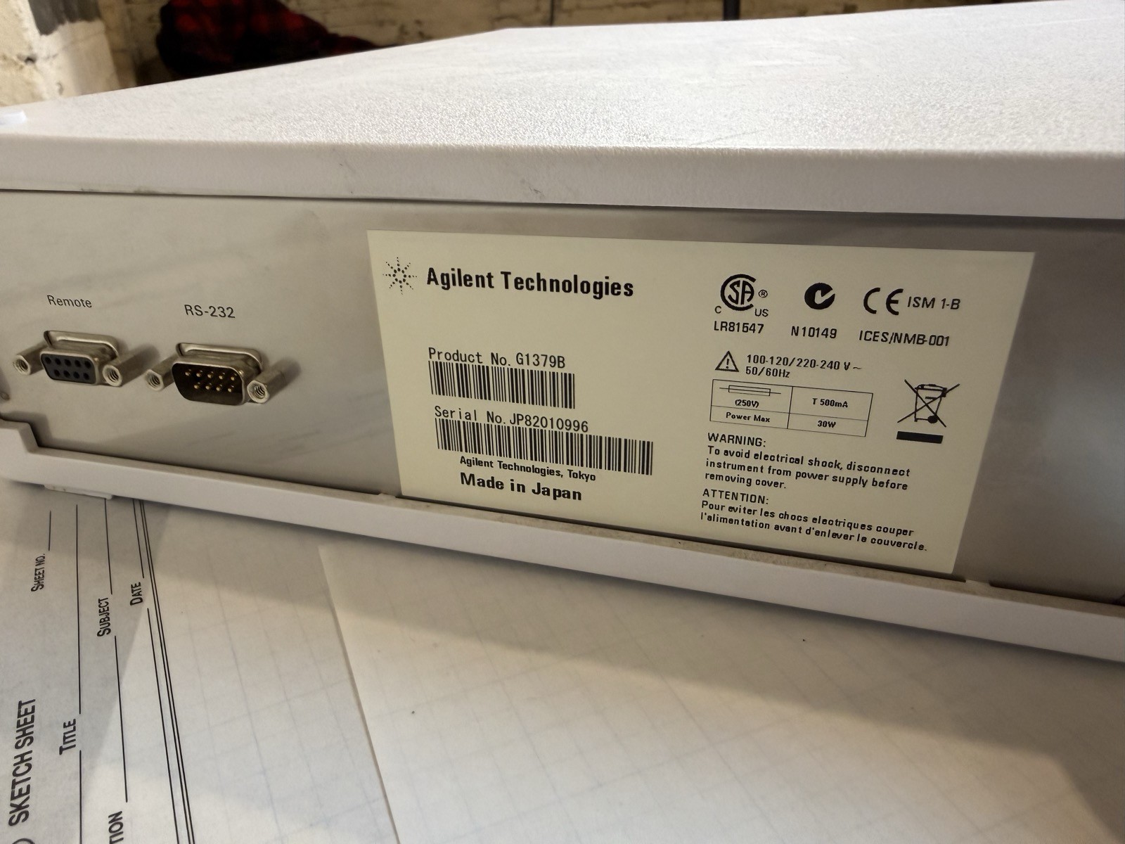 Agilent 1200 G1379B Micro Vacuum Degasser HPLC S/N JP82010996 — Powers On