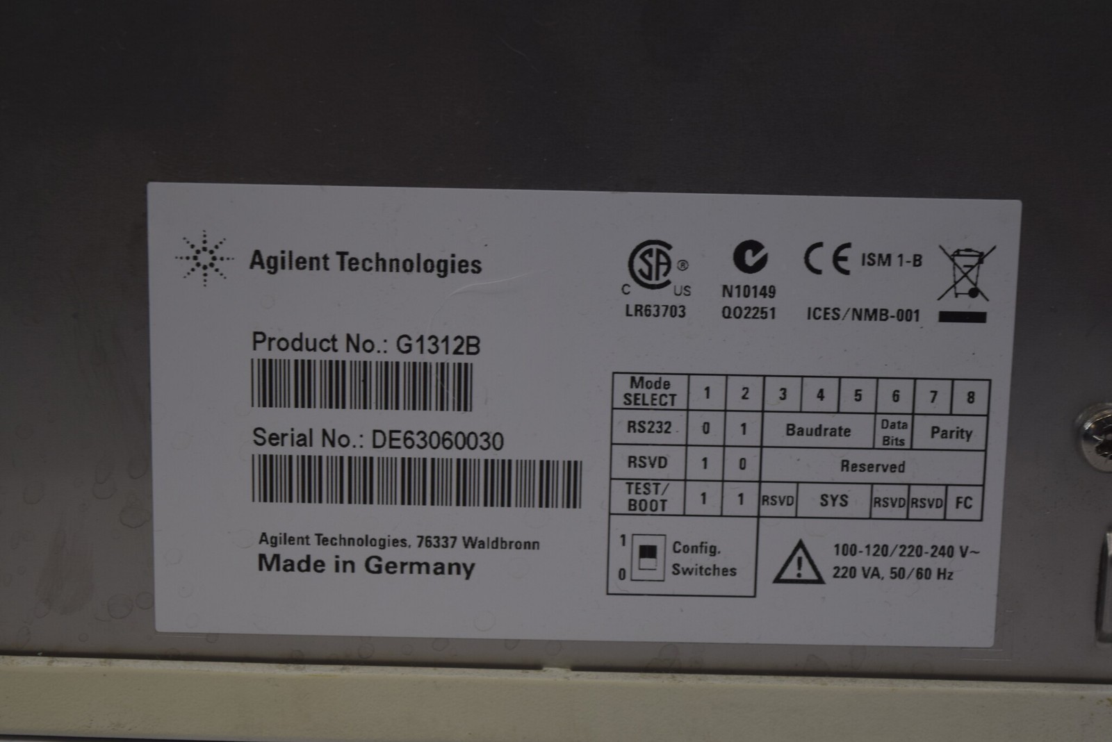 Agilent 1200 G1312B Binary Pump SL DE63060030 Pressure Test PASS Seal Wash SSV
