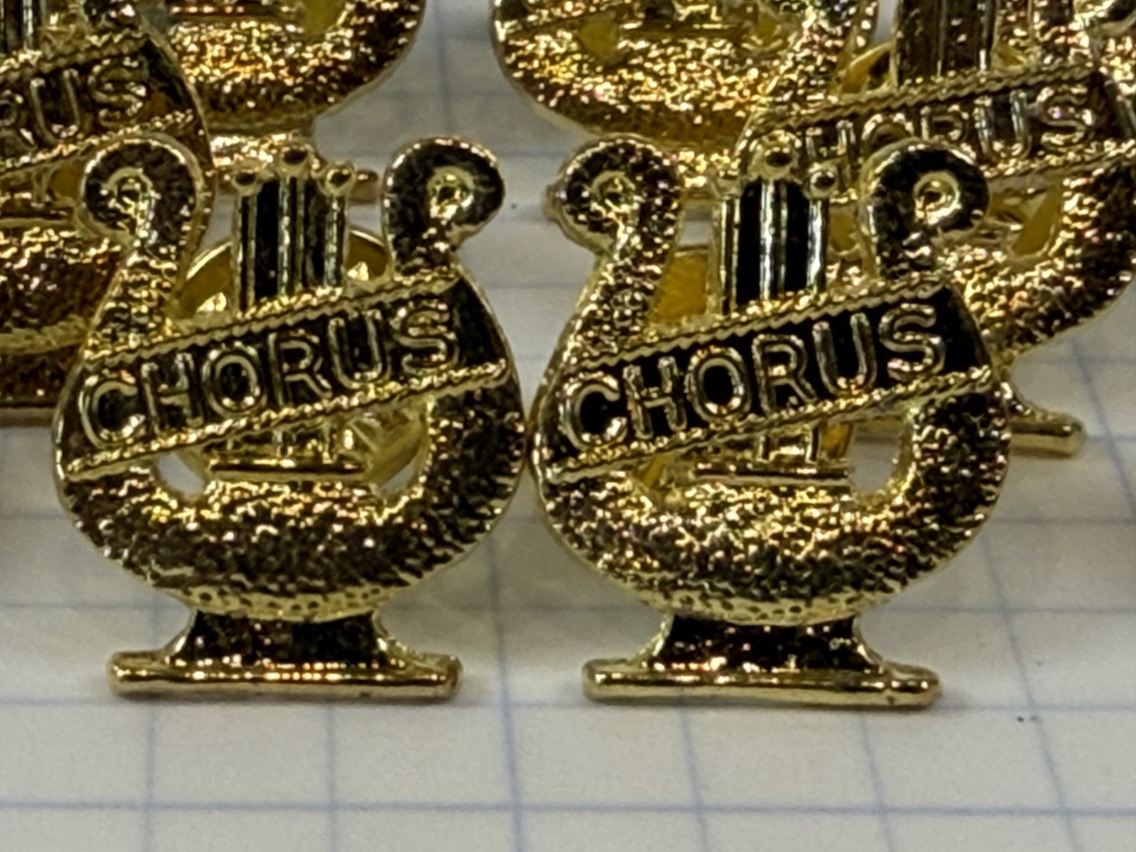 Chorus Lyre Chenille Award Pin Letterman Jacket Music Gold NOS - Neff