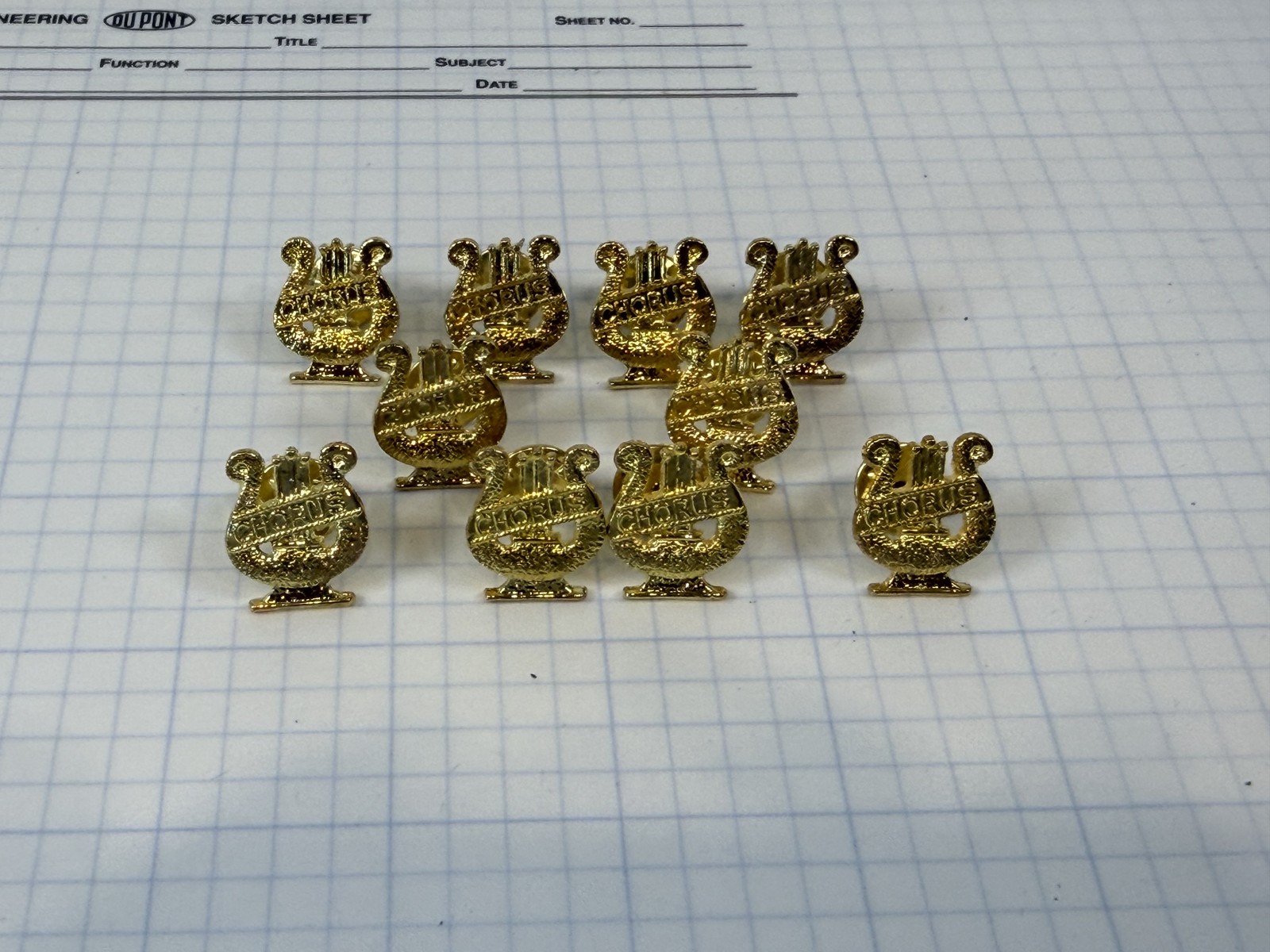 Chorus Lyre Chenille Award Pin Letterman Jacket Music Gold NOS - Neff