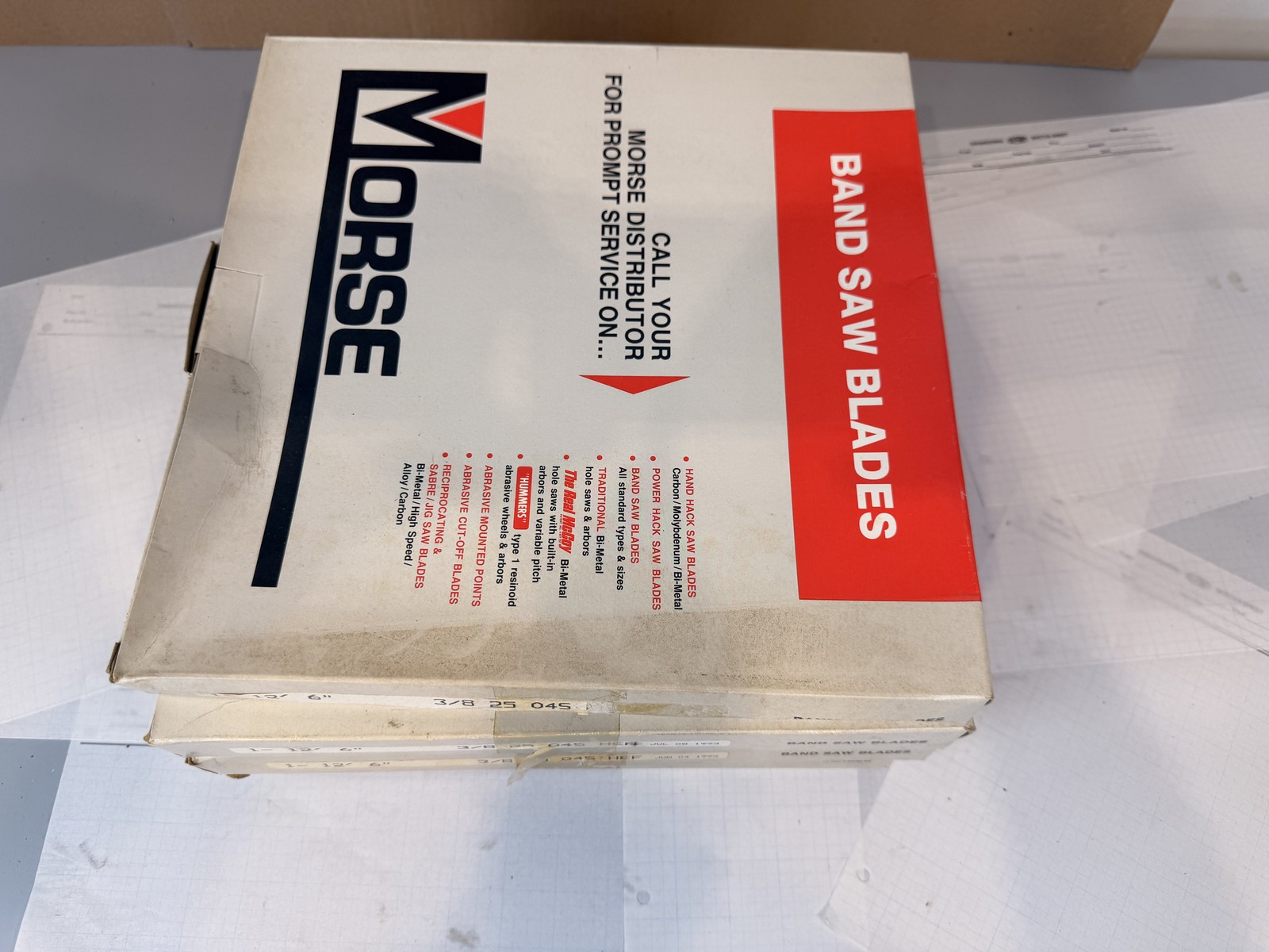 M.K. Morse 150 in 12ft 6in x 3/8 .025 4 Skip Band Saw Blades NOS Lot of 5