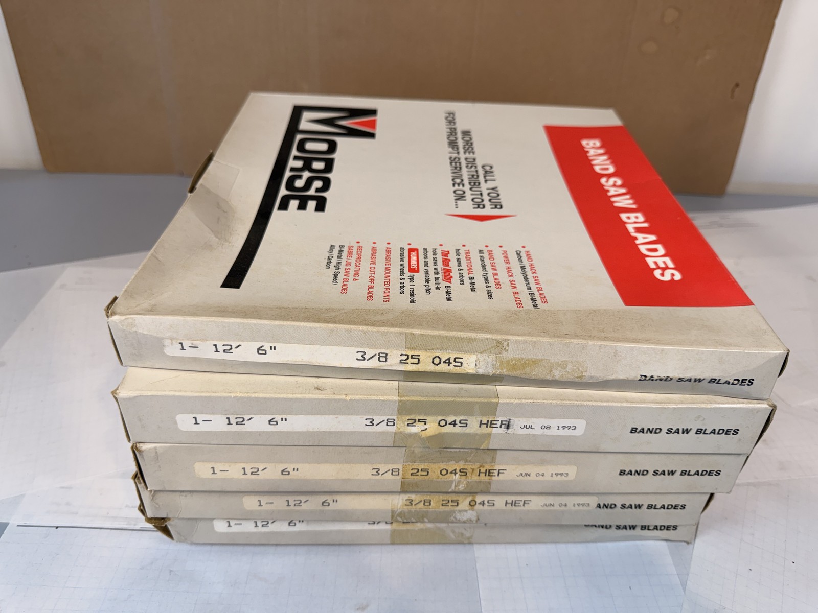 M.K. Morse 150 in 12ft 6in x 3/8 .025 4 Skip Band Saw Blades NOS Lot of 5