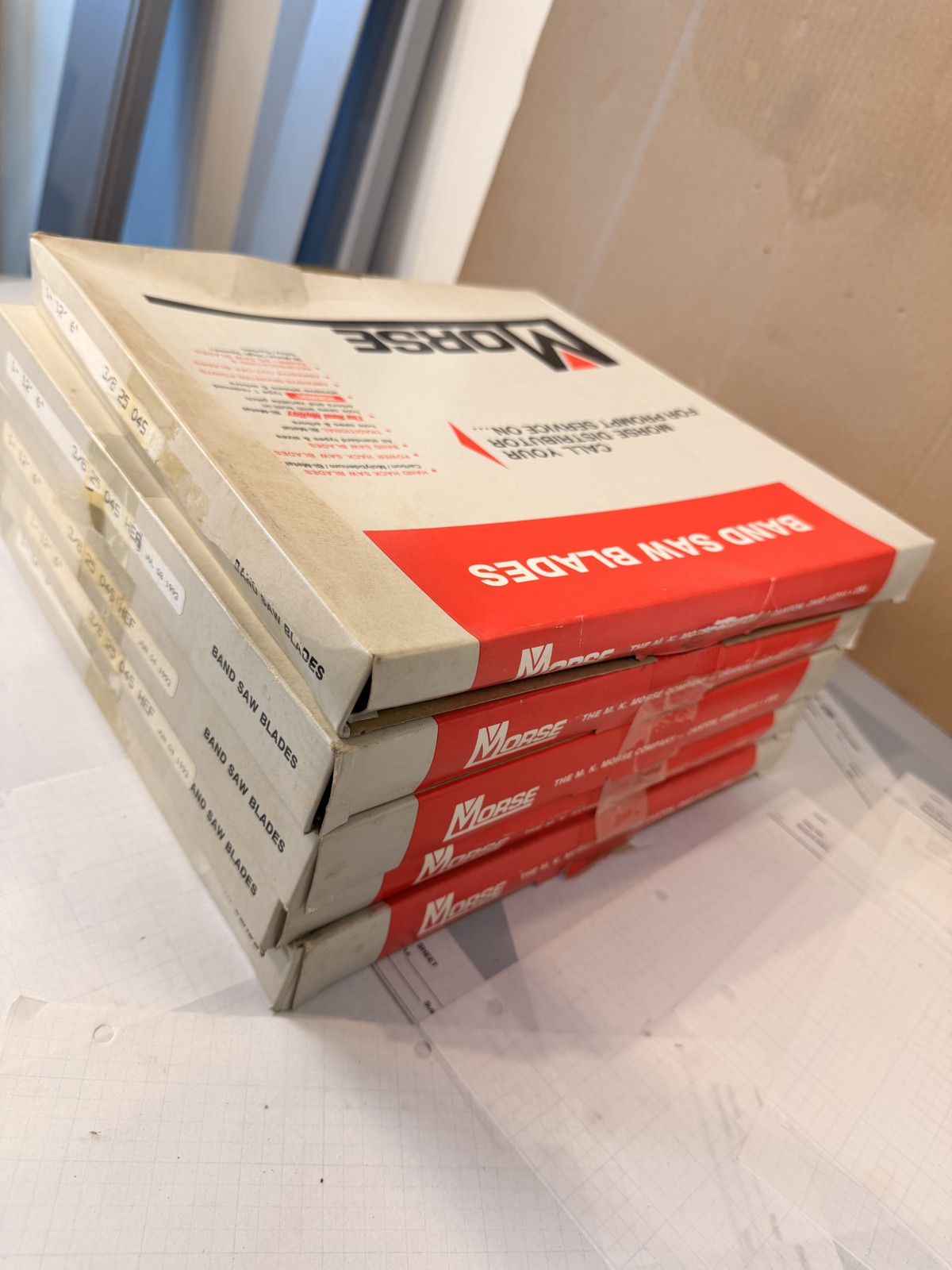 M.K. Morse 150 in 12ft 6in x 3/8 .025 4 Skip Band Saw Blades NOS Lot of 5