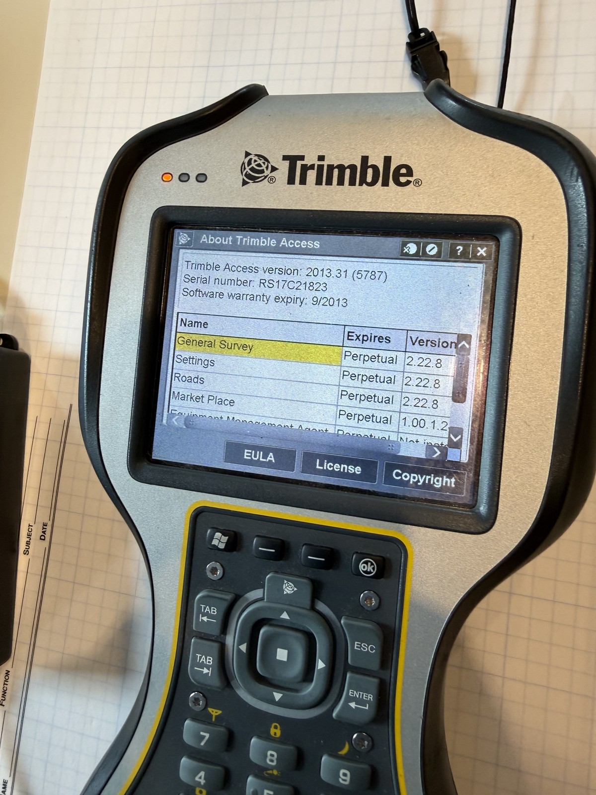 Trimble TSC3 Data Collector GPS GNSS w/ Access Perpetual General Survey + Roads
