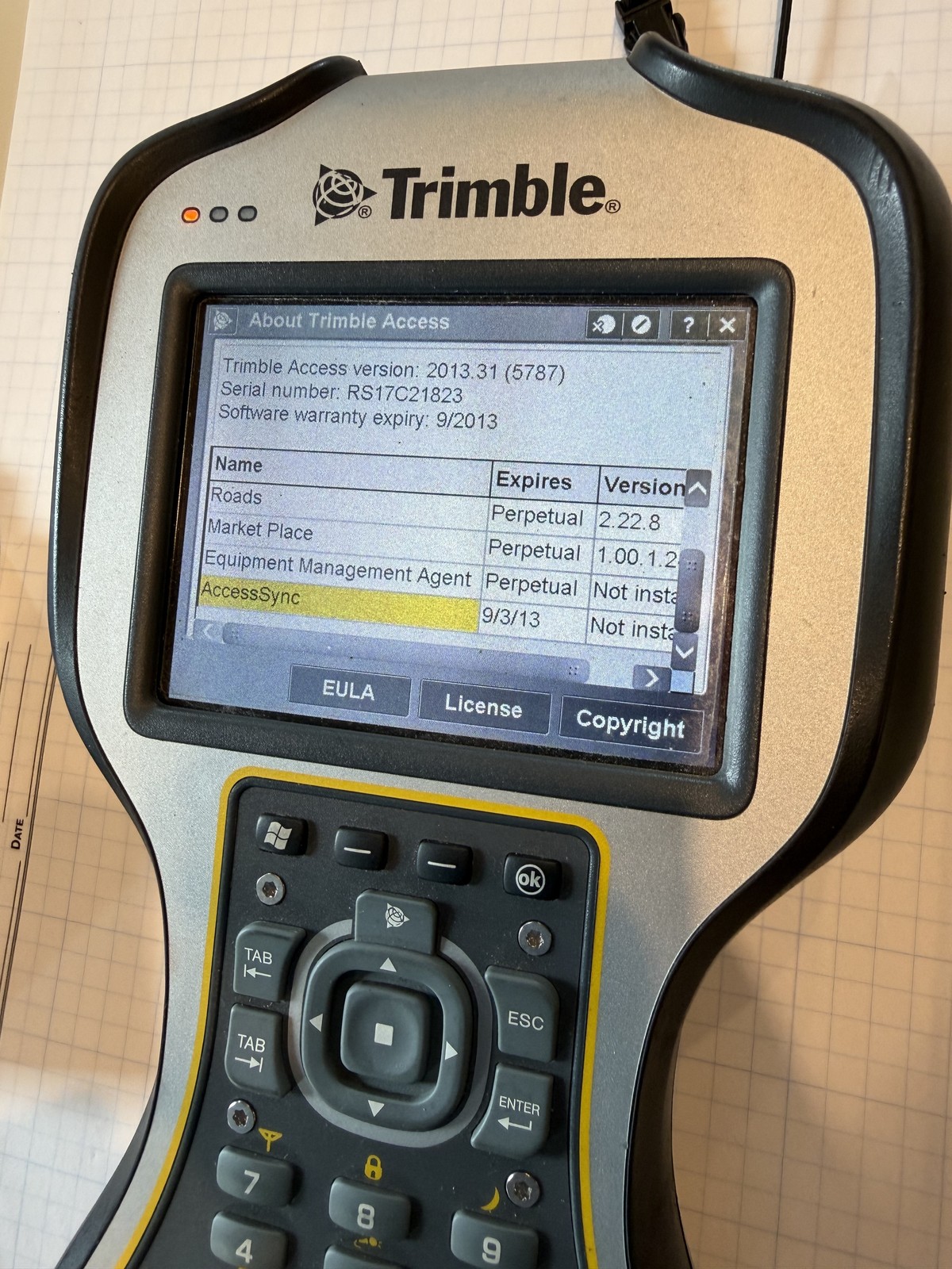 Trimble TSC3 Data Collector GPS GNSS w/ Access Perpetual General Survey + Roads