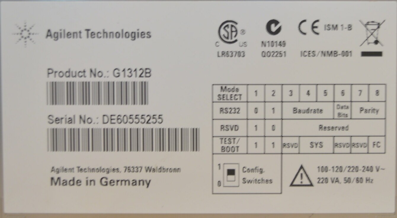 Agilent 1200 G1312B Binary Pump SL DE60555255 Pressure Test PASS, SSV