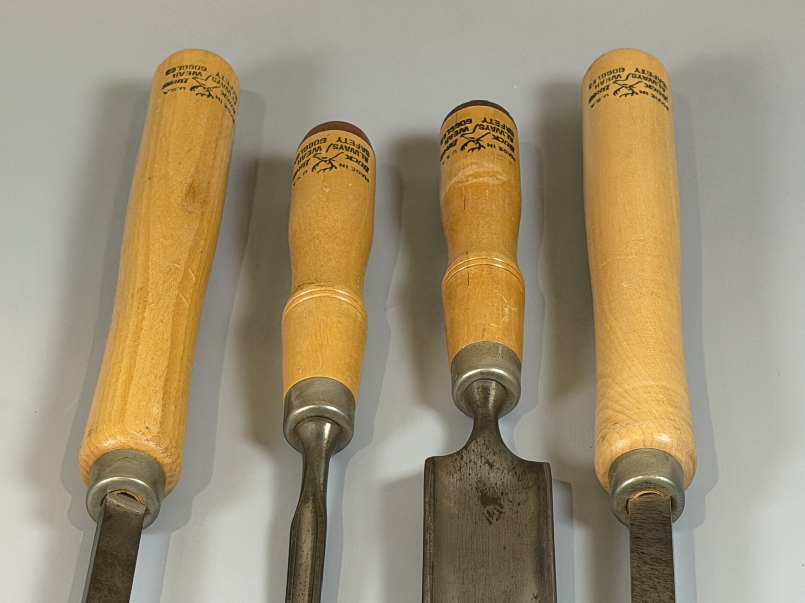 Vintage Buck Bros 4pc Wood Turning Lathe Chisel Gouge Skew Set Made in USA