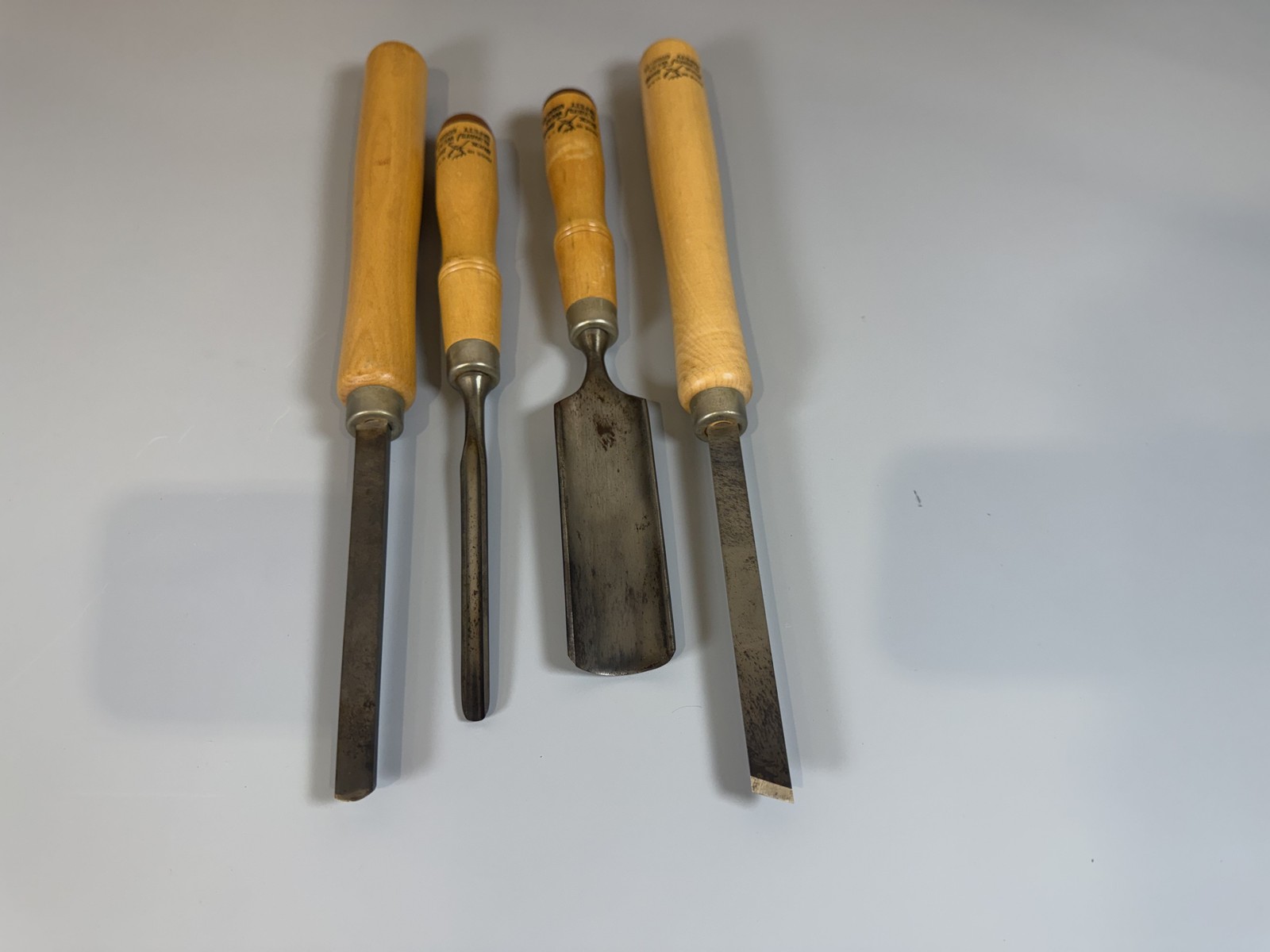 Vintage Buck Bros 4pc Wood Turning Lathe Chisel Gouge Skew Set Made in USA
