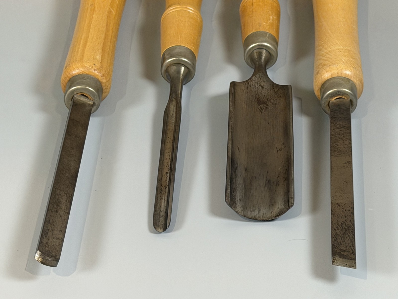 Vintage Buck Bros 4pc Wood Turning Lathe Chisel Gouge Skew Set Made in USA