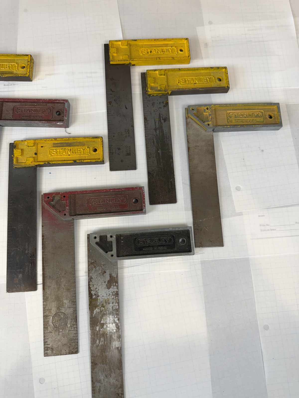 Stanley 6in All-Metal Try Squares, lot of 8 (No.12TS / 46-520) - USA