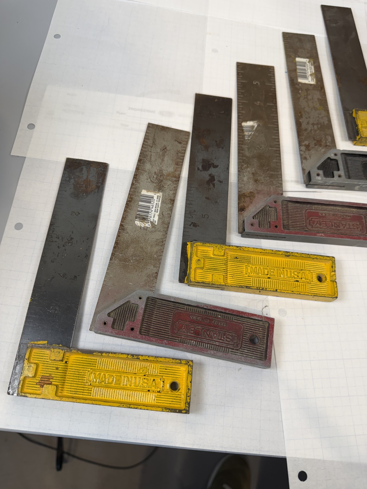 Stanley 6in All-Metal Try Squares, lot of 8 (No.12TS / 46-520) - USA