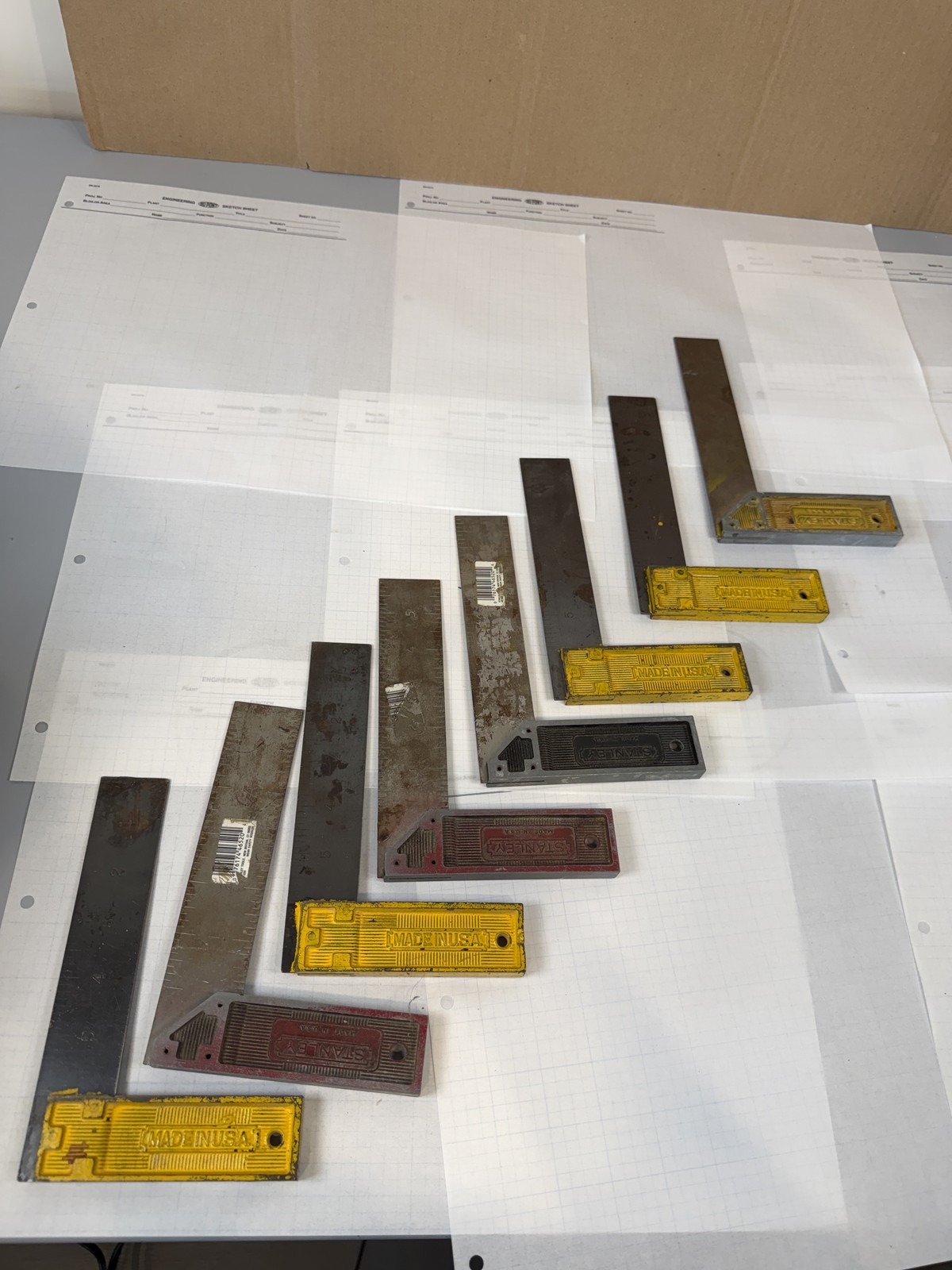 Stanley 6in All-Metal Try Squares, lot of 8 (No.12TS / 46-520) - USA