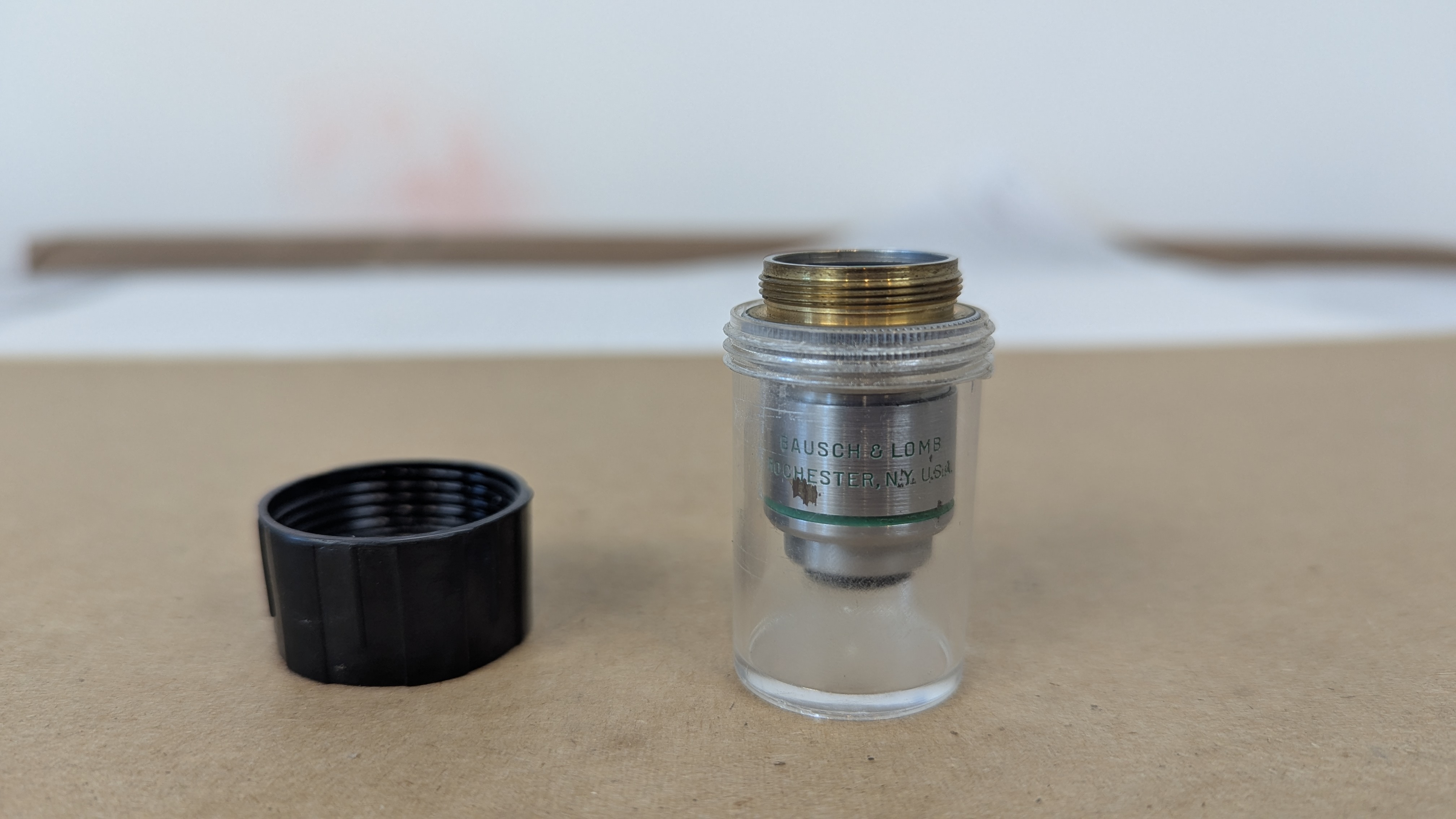 Bausch & Lomb 10X Microscope Objective 16mm N.A. 0.25 RMS Green Band B&L
