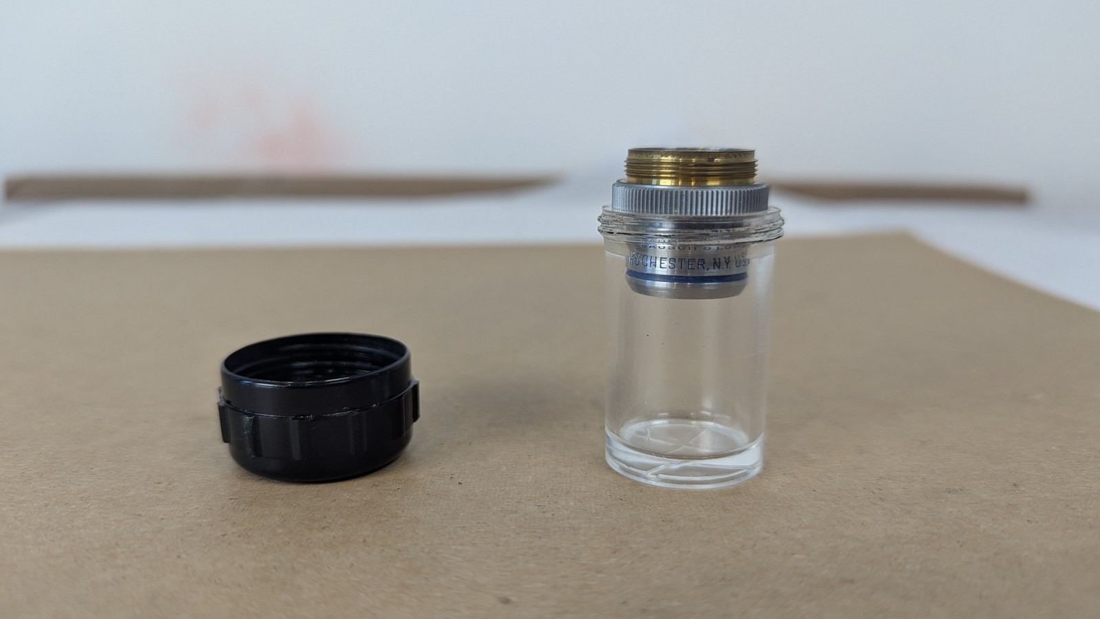 Bausch & Lomb 3.5X Microscope Objective RMS Thread Blue Band Rochester NY