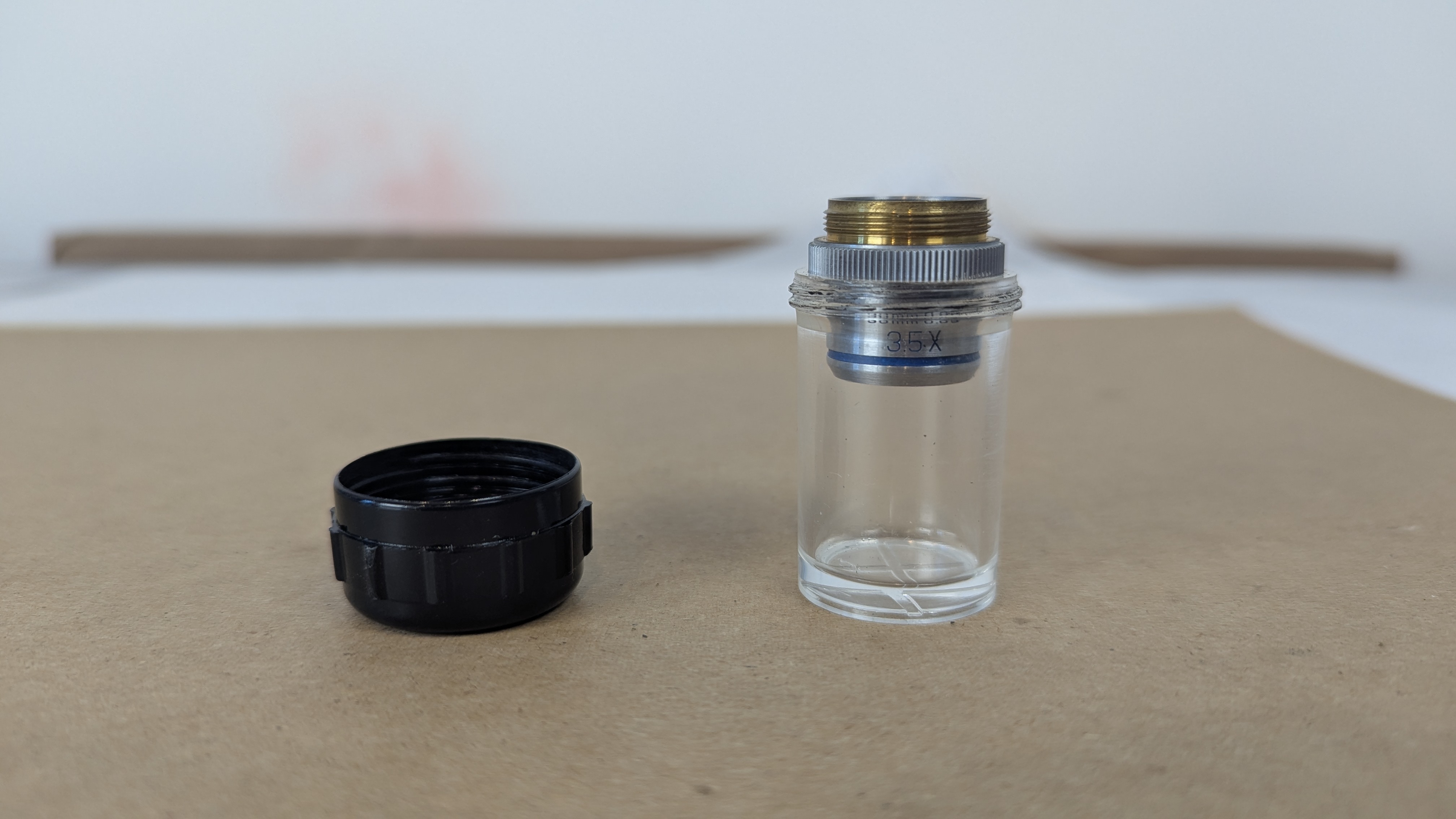 Bausch & Lomb 3.5X Microscope Objective RMS Thread Blue Band Rochester NY